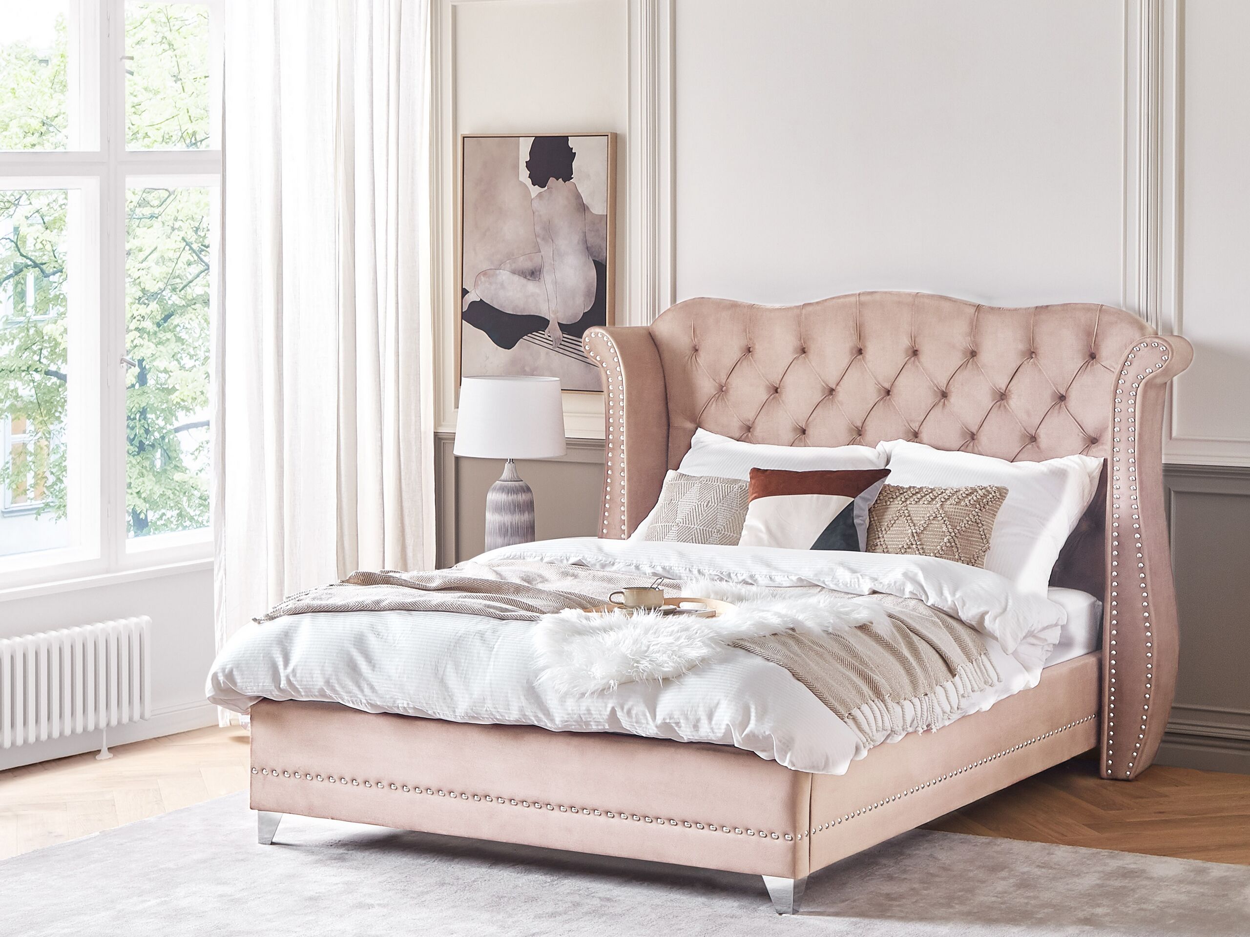 Seng Velour AYETTE 160 x 200 cm Pastellrosa