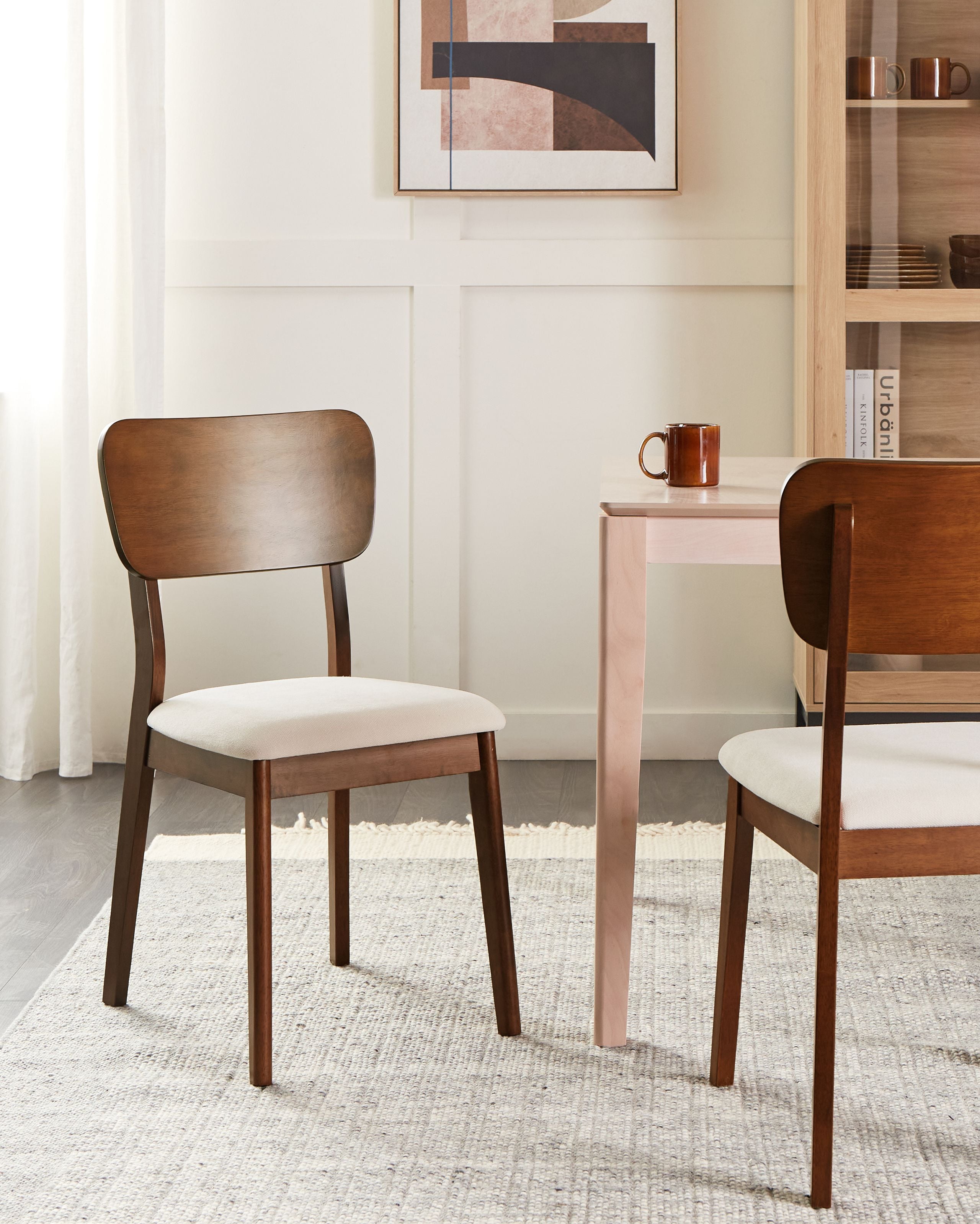 Sæt med 2 spisebordsstole MINIER Træ Mørkebrun/beige