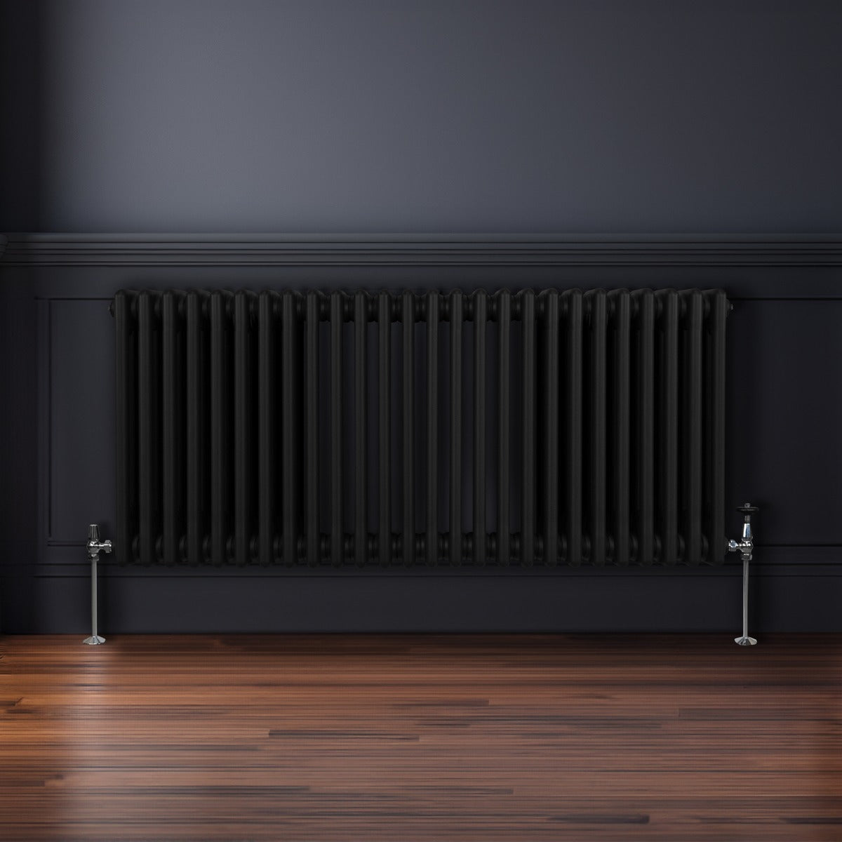 Traditionel 3-søjlet radiator - 600 x 1192 mm - sort