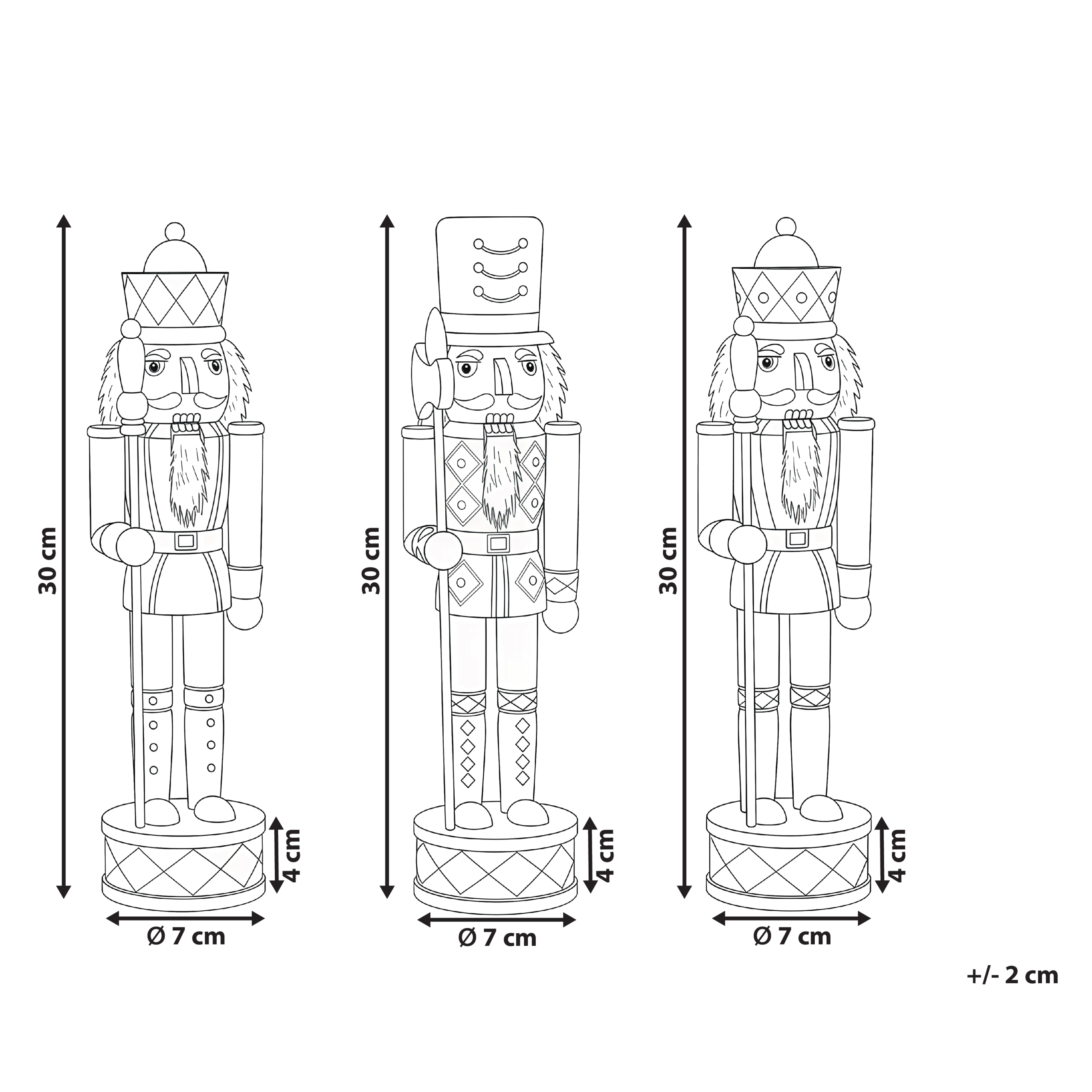 Sæt af 3 figurer RICKLEAN 30 cm Nøddeknækker Rød/Hvid