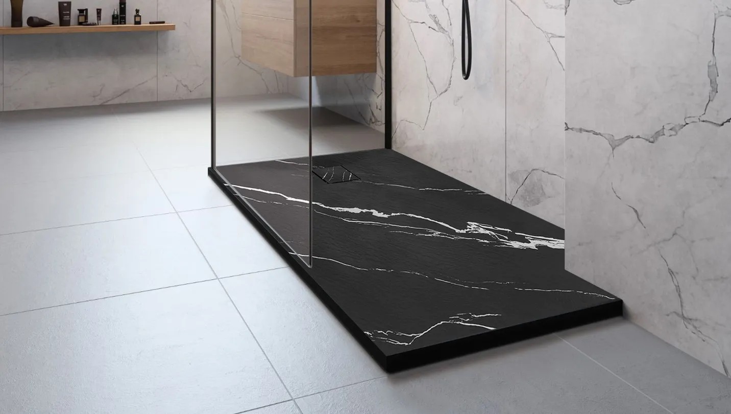 REA brusekar MAGNUM CARRARA 90x90 Sort, 90x90x2,5cm