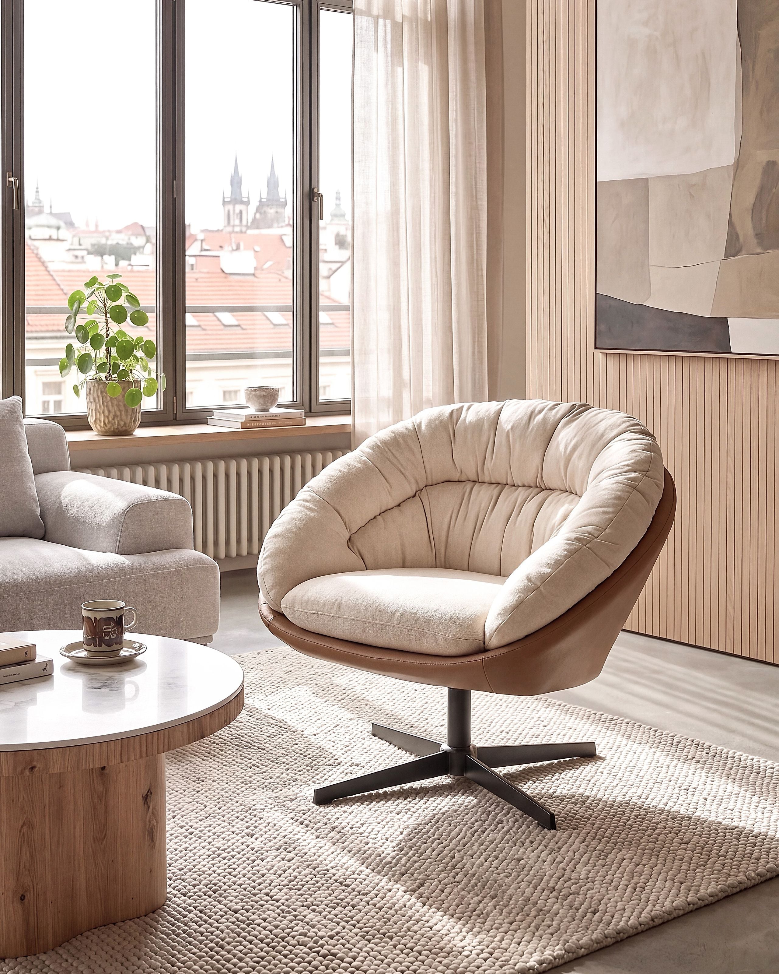 Lænestol med drejefod TRANUM  Beige