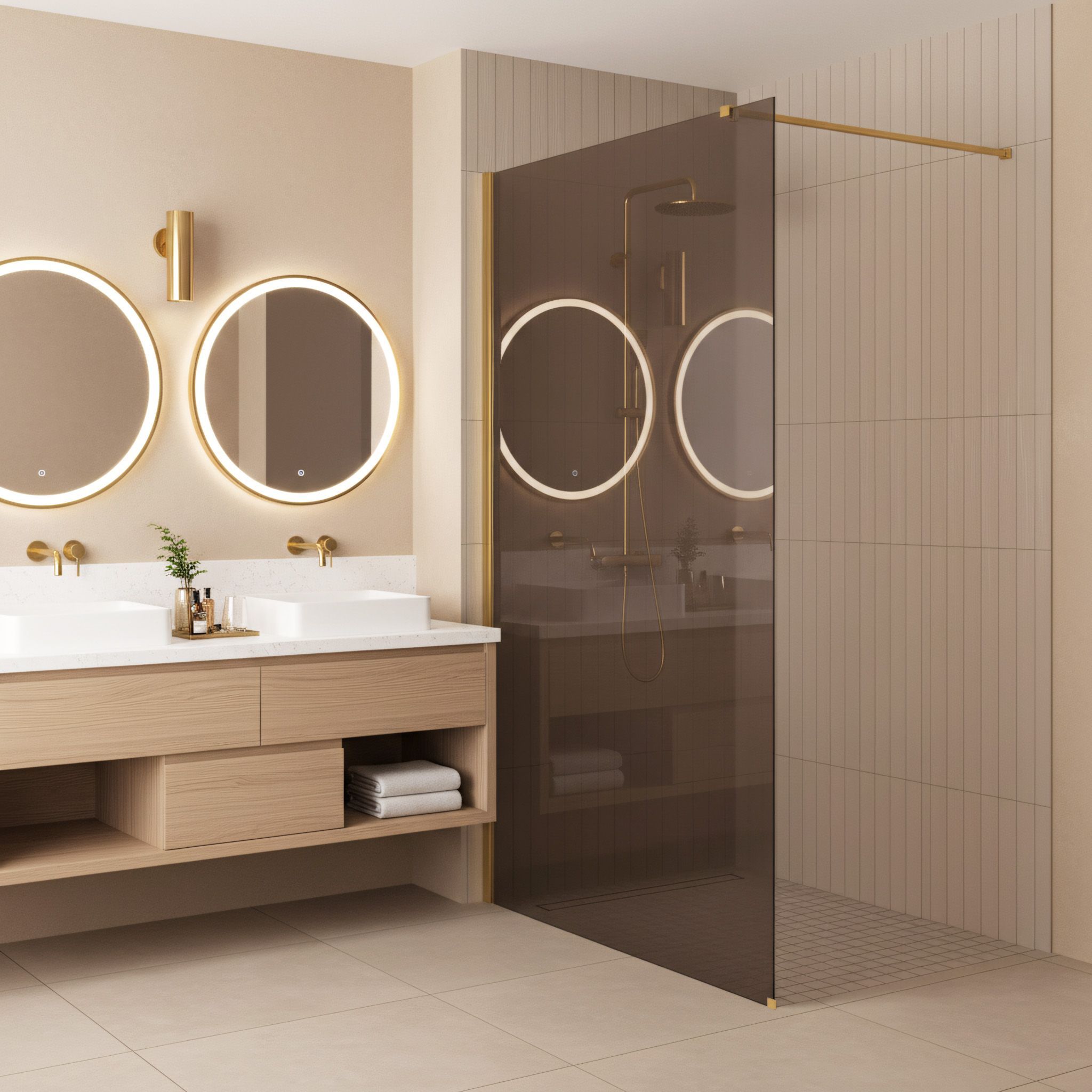 REA brusevæg Flexi Brown 100 Guld, 120x100x195cm