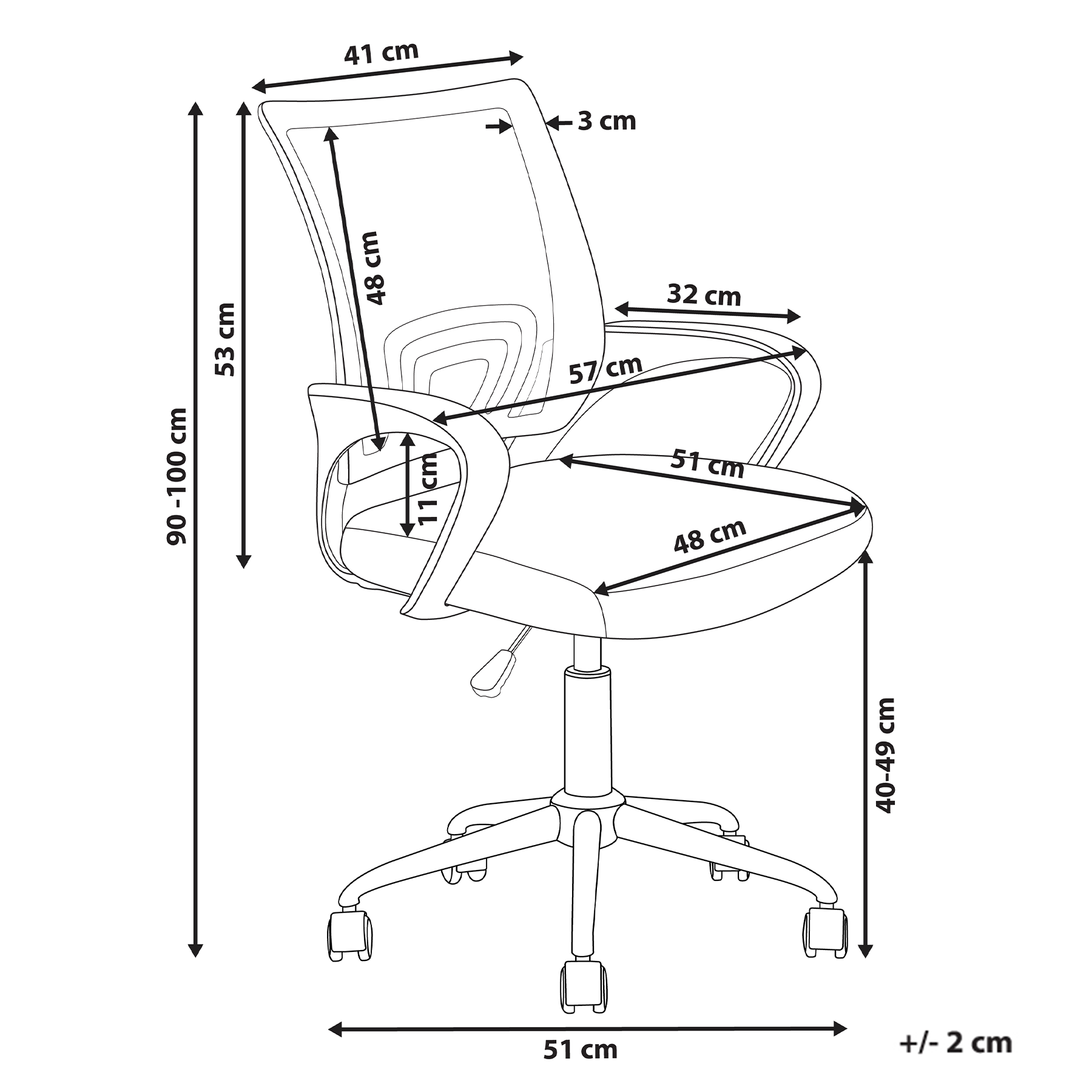Kontorstol SOLID Sort/hvid