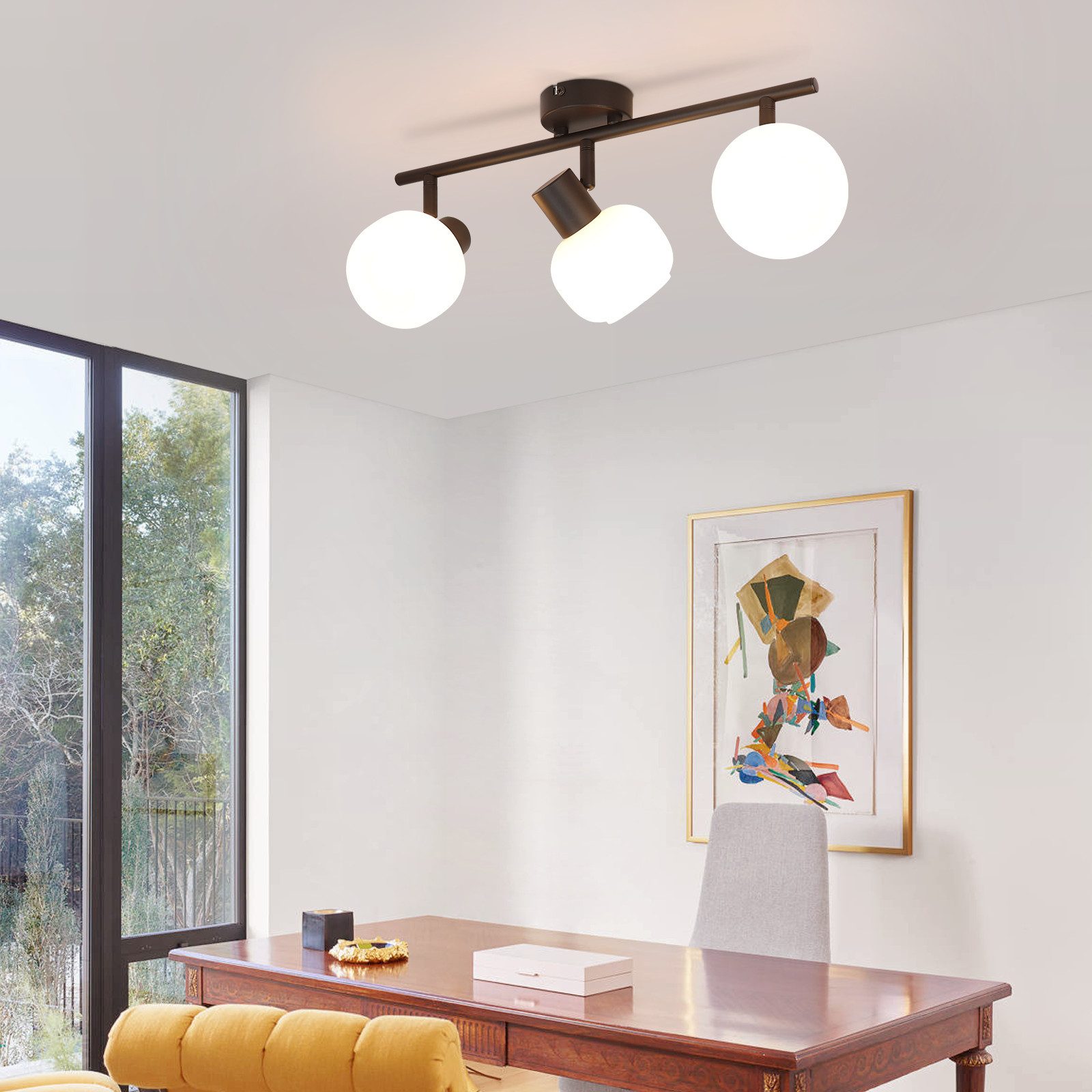 NETTLIFE sort loftspotlight E14 vintage - glasskærm til indendørs brug, moderne spotlight til soveværelse, stue