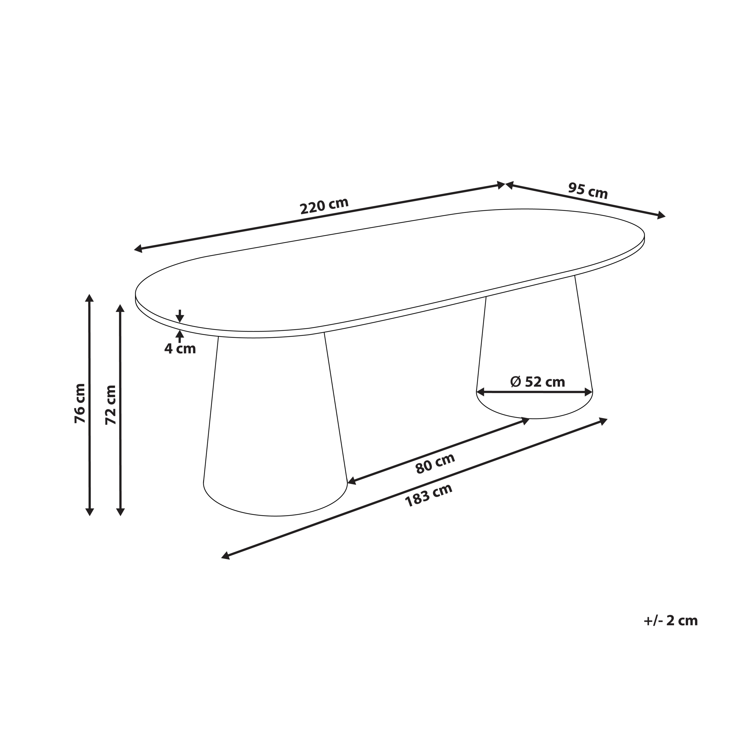 Spisebord LUMAN Travertin Effekt 220 cm 95 cm