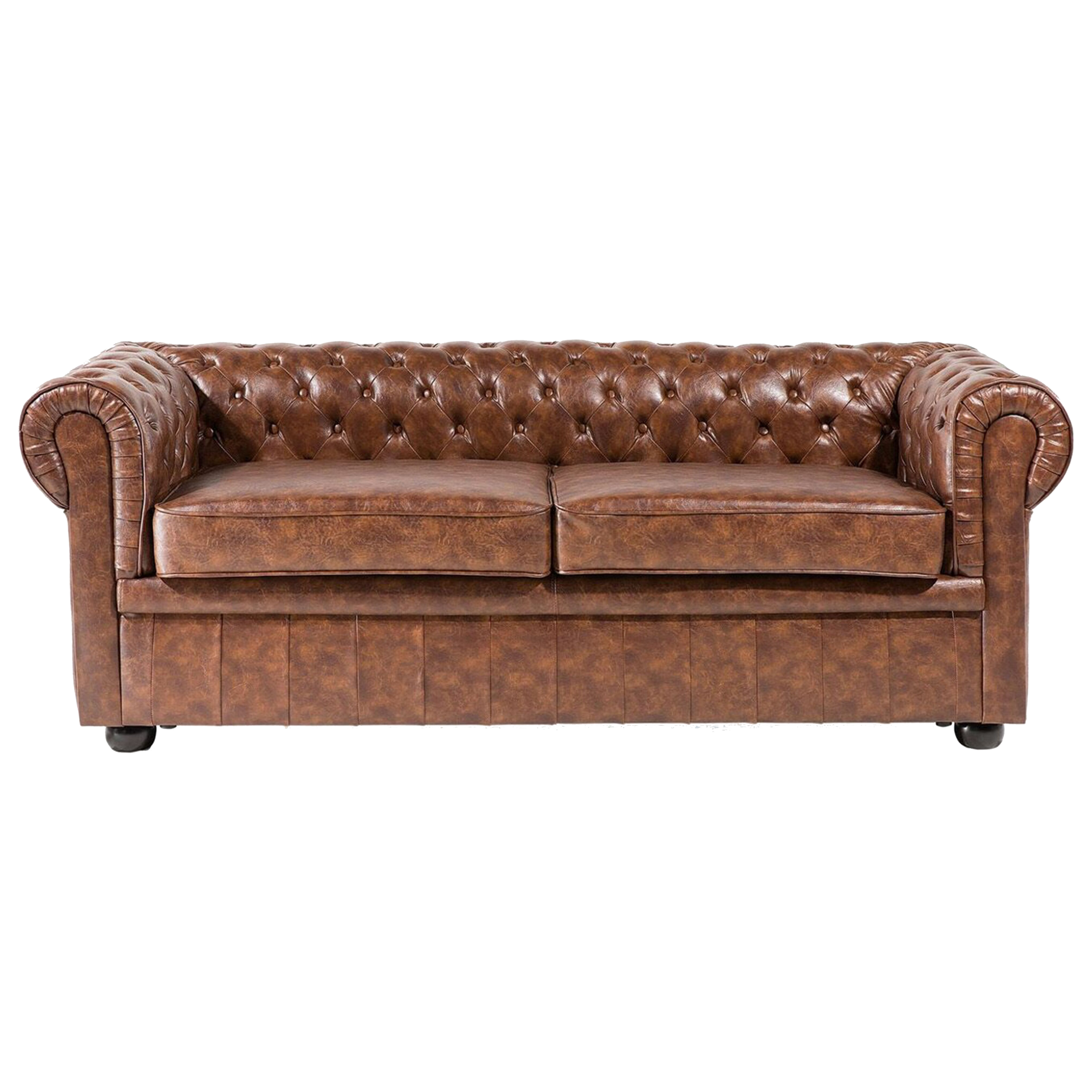 Sofa 3 personers CHESTERFIELD Kunstlæder Guldbrun