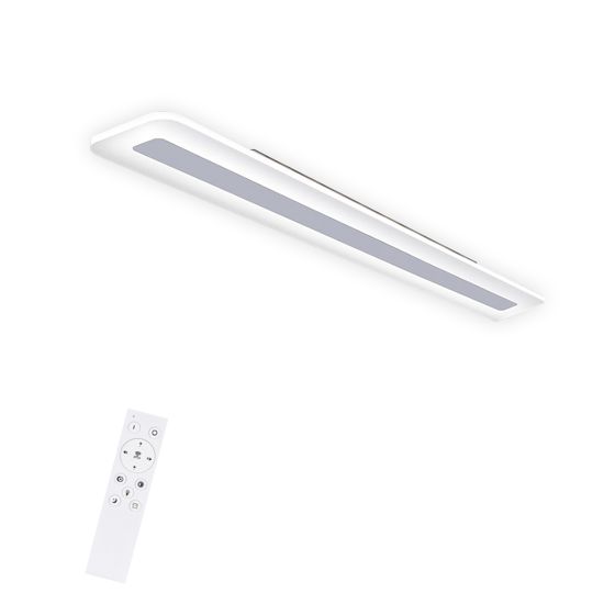 NETTLIFE Moderne LED loftslampe 80 cm, Hvid, Dæmpbar med fjernbetjening, Flad akryl, Til kontor og køkken