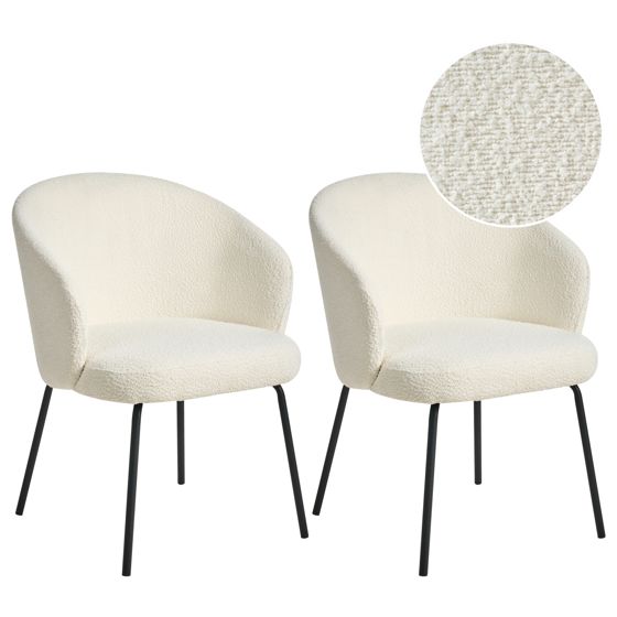 Sæt med 2 spisebordsstole LUDDEN Boucle Lys Beige