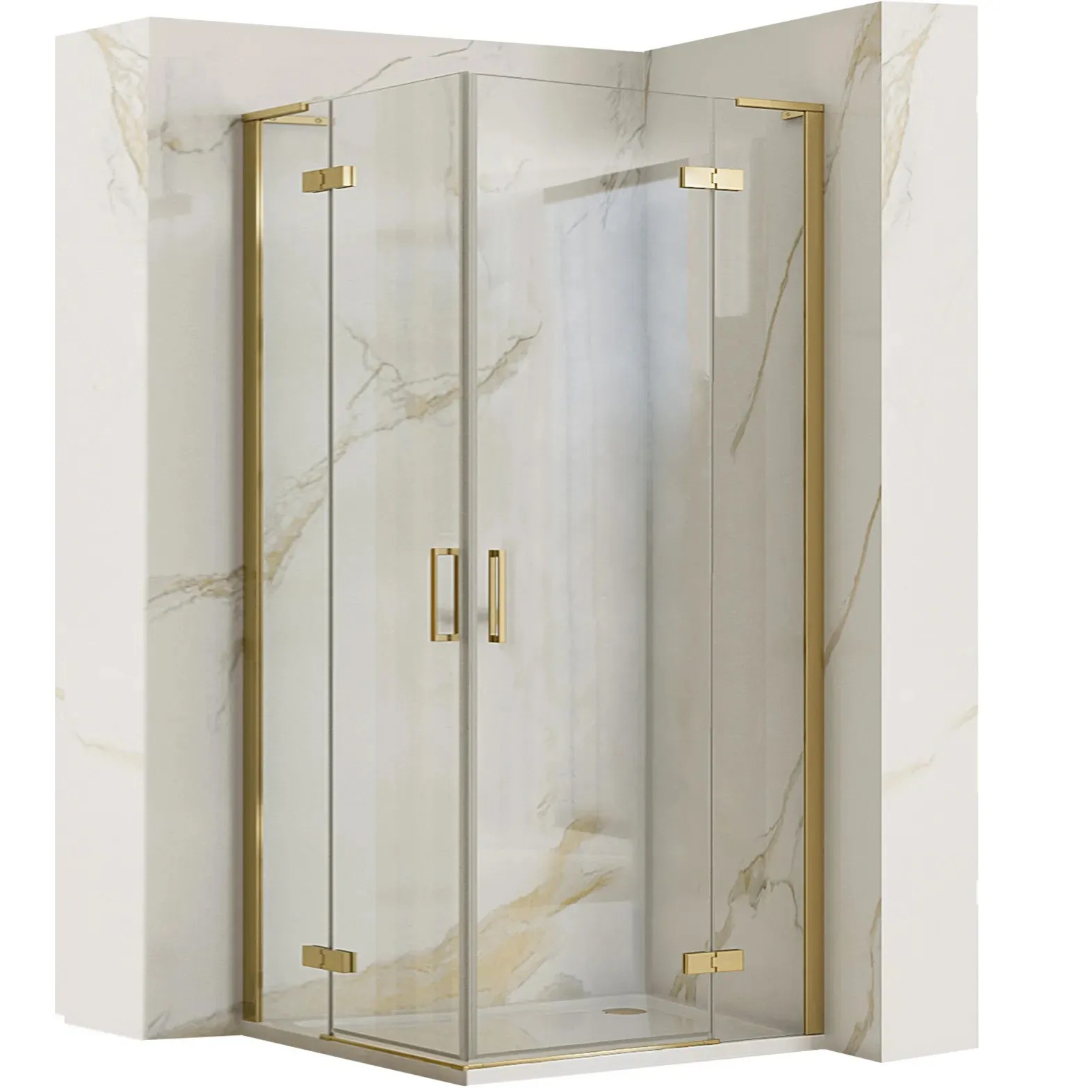 REA brusekabine HUGO 80x80 Børstet guld, 78x78x200,5cm