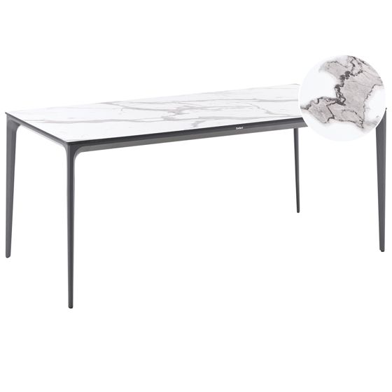 Havebord SOVARETO 180 cm 90 cm Marmor effekt Hvid marmor