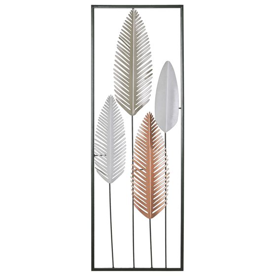 Vægdekoration Blad NIOBIUM 90 cm Metal Sølv