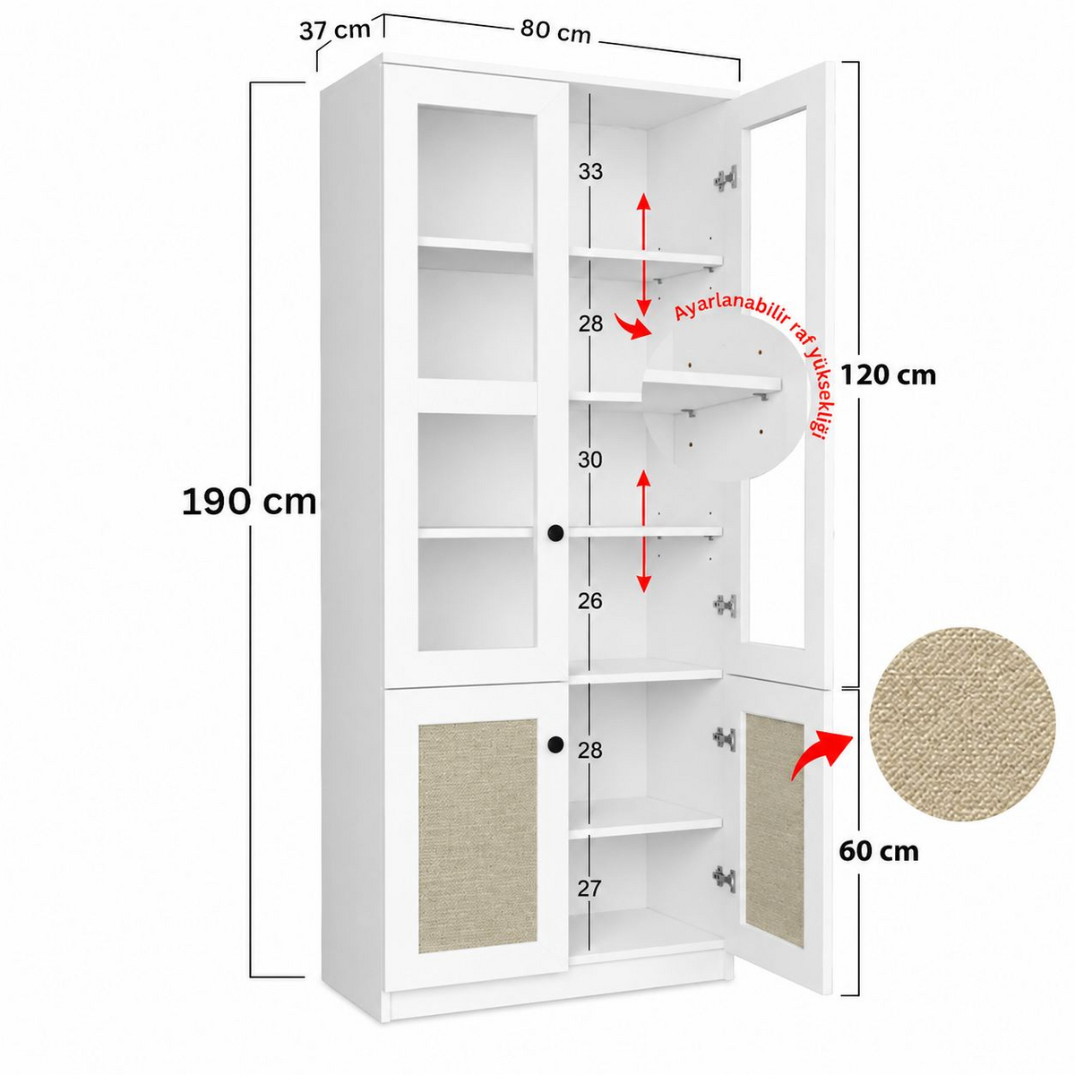 Norda Design Multifunktionsskab Lisa 1600 37 x 80 x 190 cm