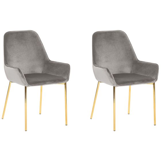 Sæt med 2 spisebordsstole LOVERNA Velour Grå