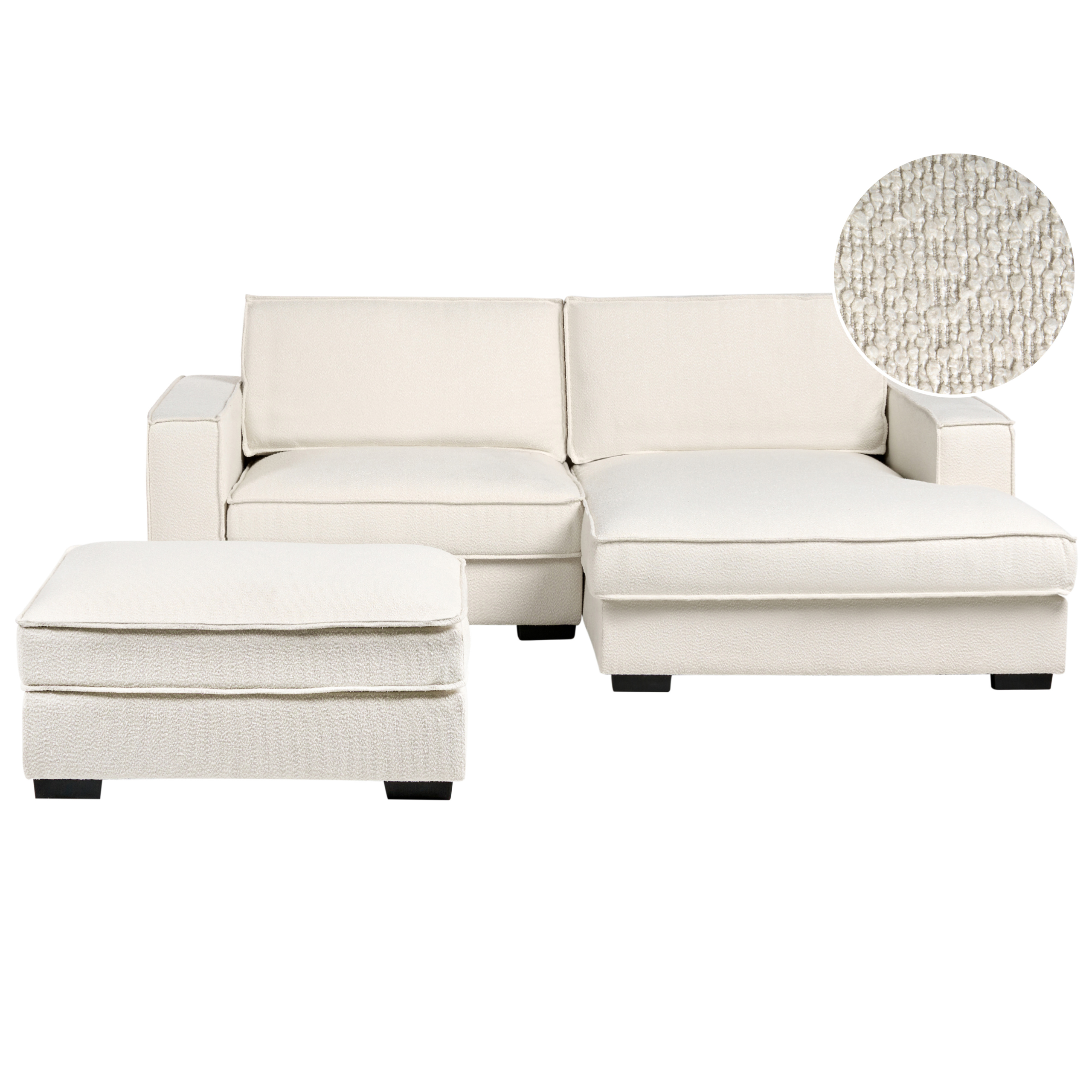 Hjørnesofa KOLDING med fodskammel Boucle Lys Beige Venstrevendt