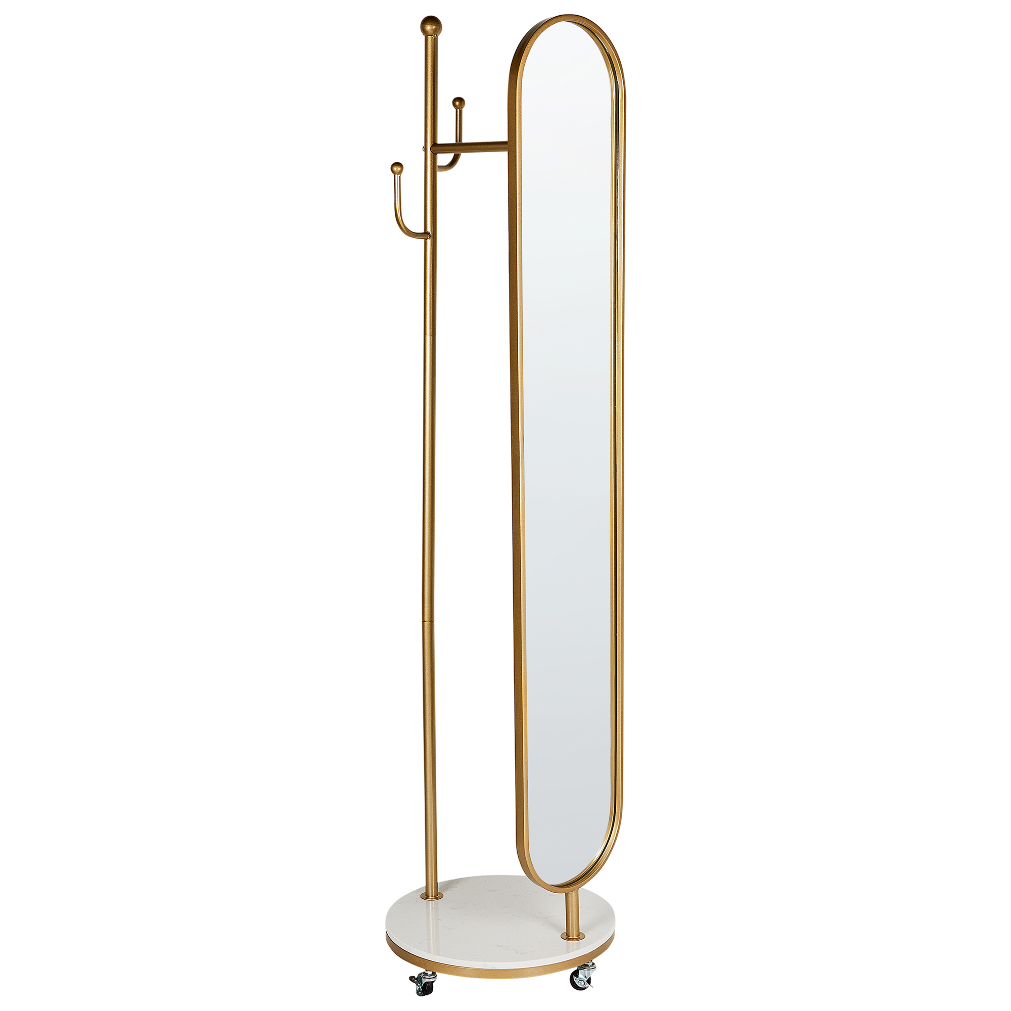 Stumtjener med spejl LORENA 172 cm Metal Guld