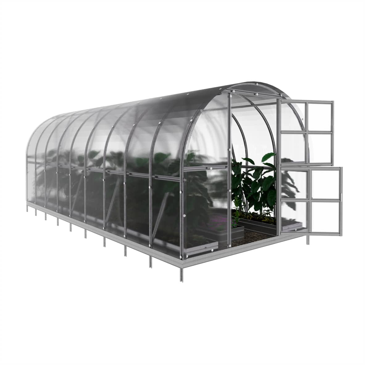 Drivhus KLASIKA ARCH 18 m2, 3 m x 6 m, 4 mm polycarbonatdæksel