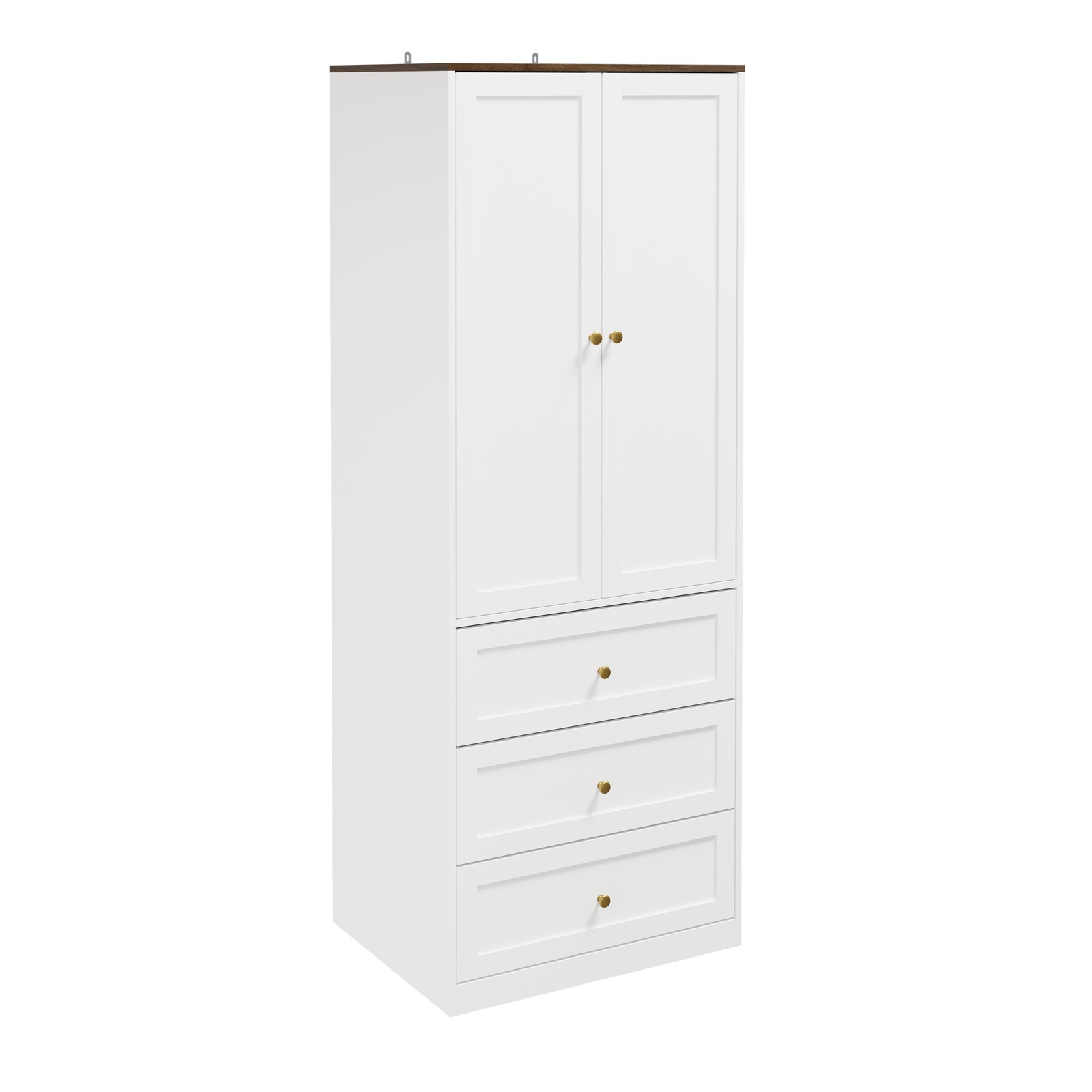 Skab med 2 døre og 3 skuffer, hvid, 70.0x55.0x187.0 cm, KSB04-W
