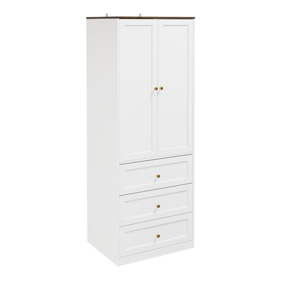 Skab med 2 døre og 3 skuffer, hvid, 70.0x55.0x187.0 cm, KSB04-W