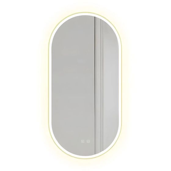 REA spejl LED OVL 50x100cm Guld 4x50x100cm
