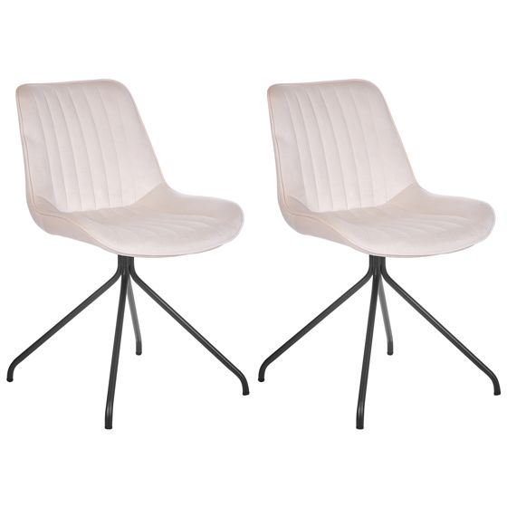 Sæt med 2 spisebordsstole NAVASOTA Velour Beige
