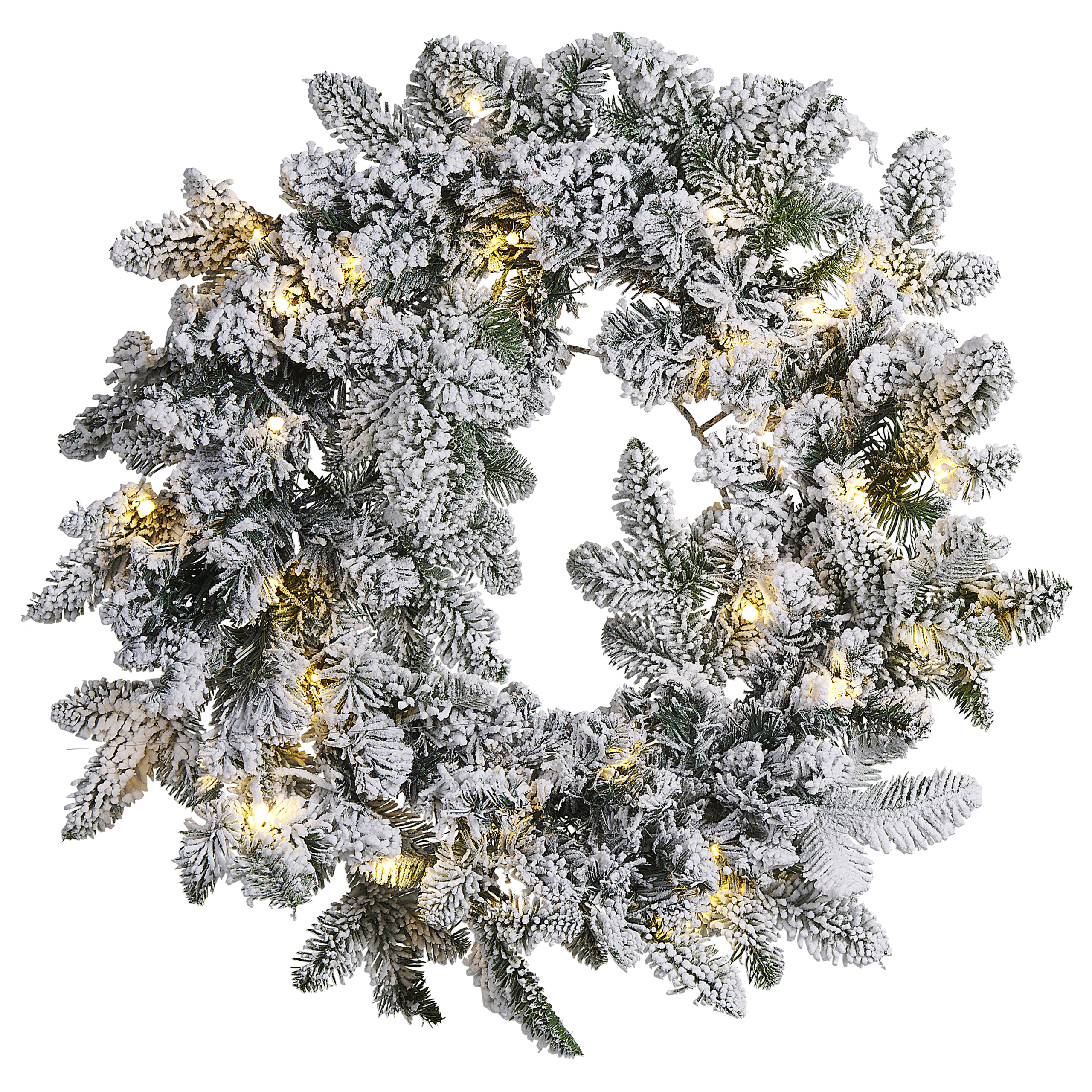 Sneklædt julekrans LED SUNDO 70 cm Hvid