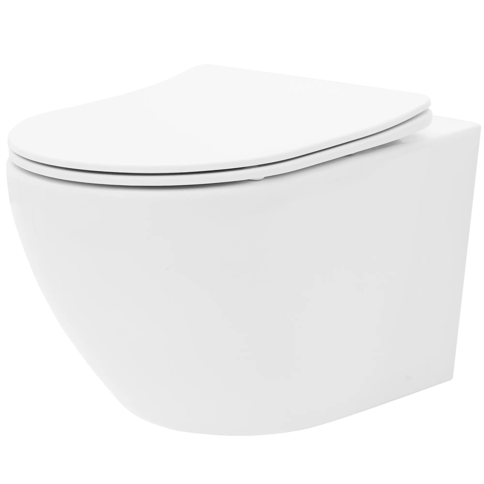 REA væghængt toilet CARLO MINI RIMLESS DUROPLAST/FLAT/ZM Hvid, 49,5x37x32cm