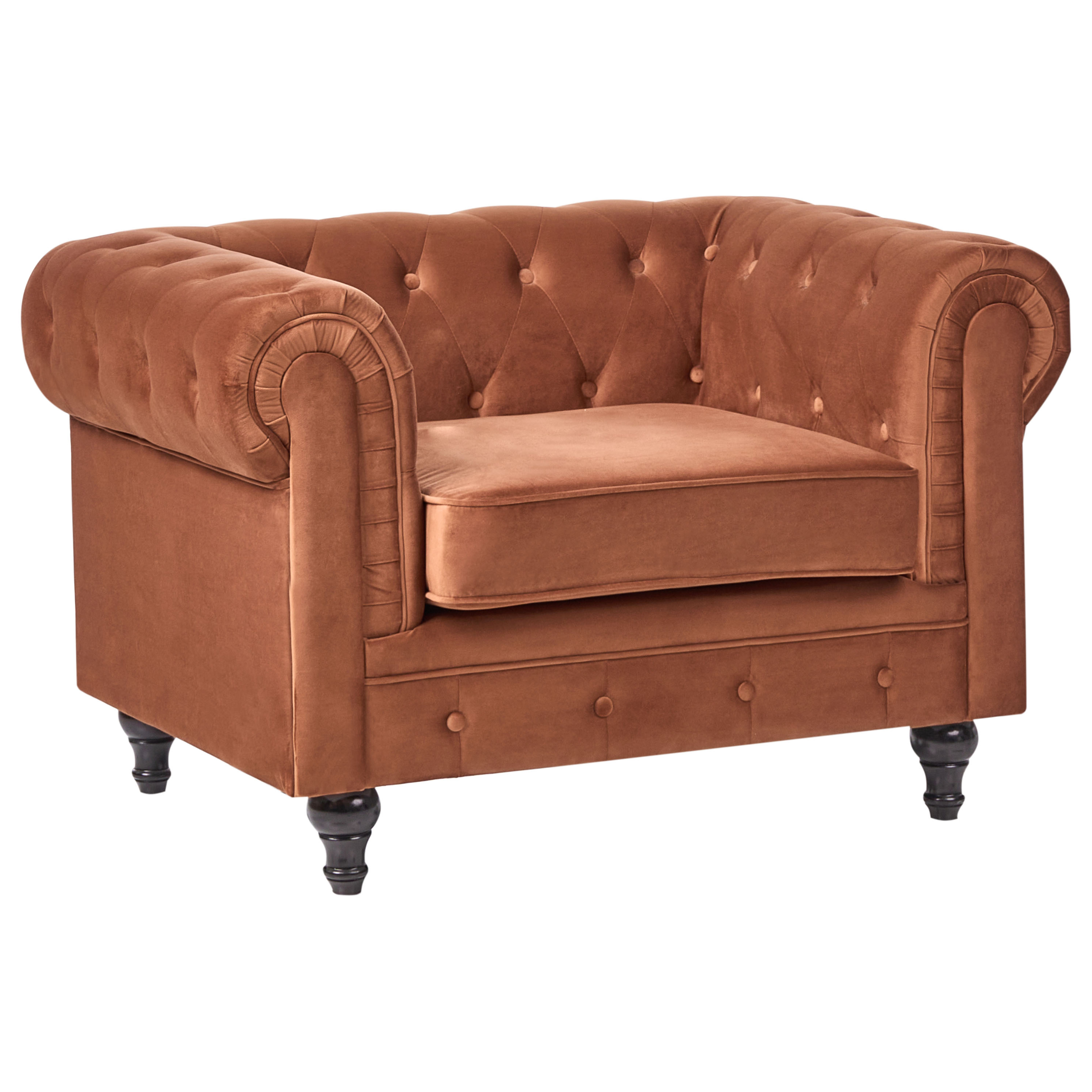 Lænestol CHESTERFIELD Velour Guldbrun