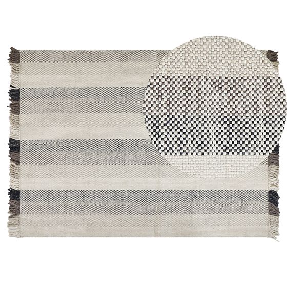 Gulvtæppe EMIRLER Hvid 140 x 200 cm Uld