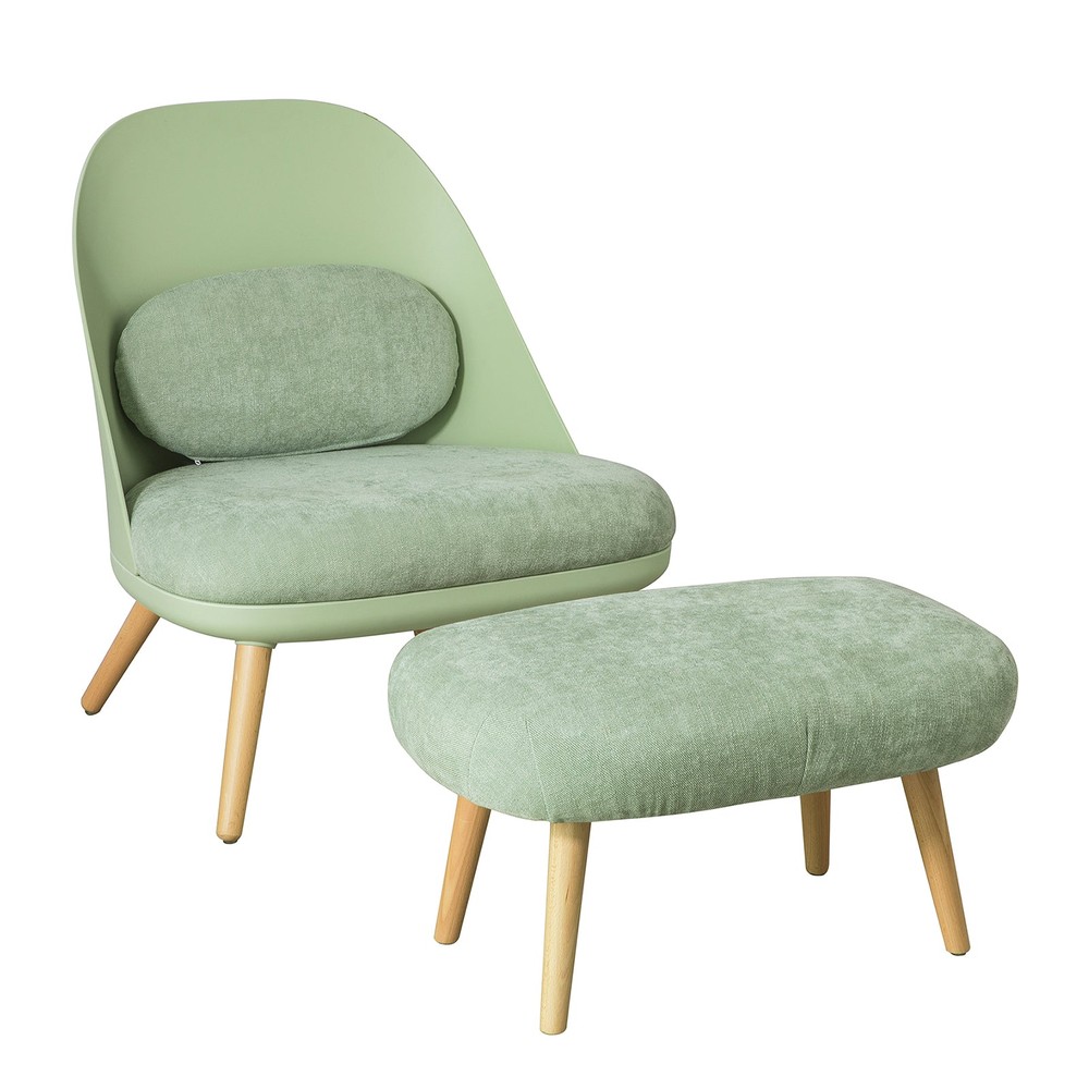 SoBuy Lænestol med fodskammel i bøg 67x73x76cm FST63-GR