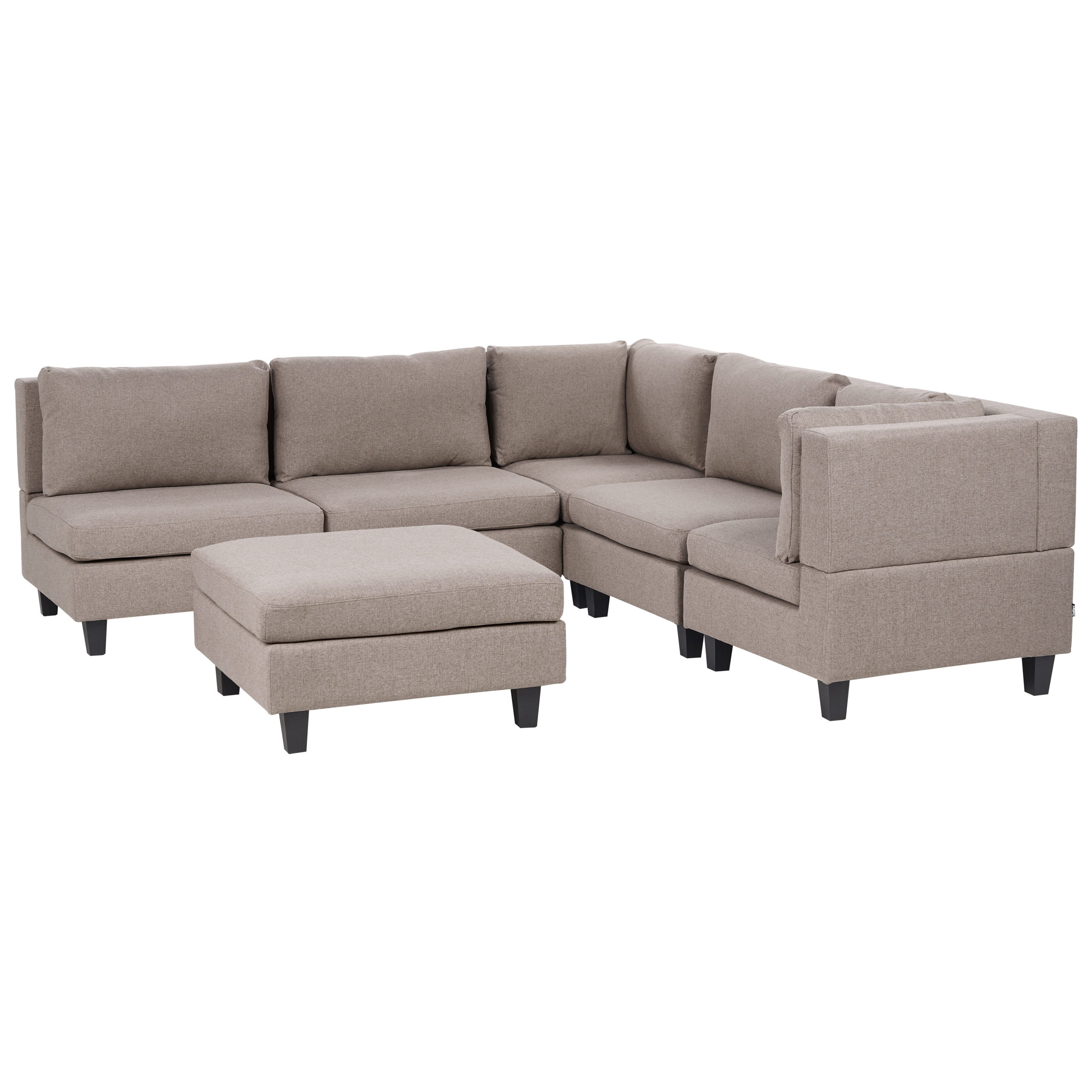 Hjørnesofa modul 5 personers UNSTAD med fodskammel Brun Venstrevendt