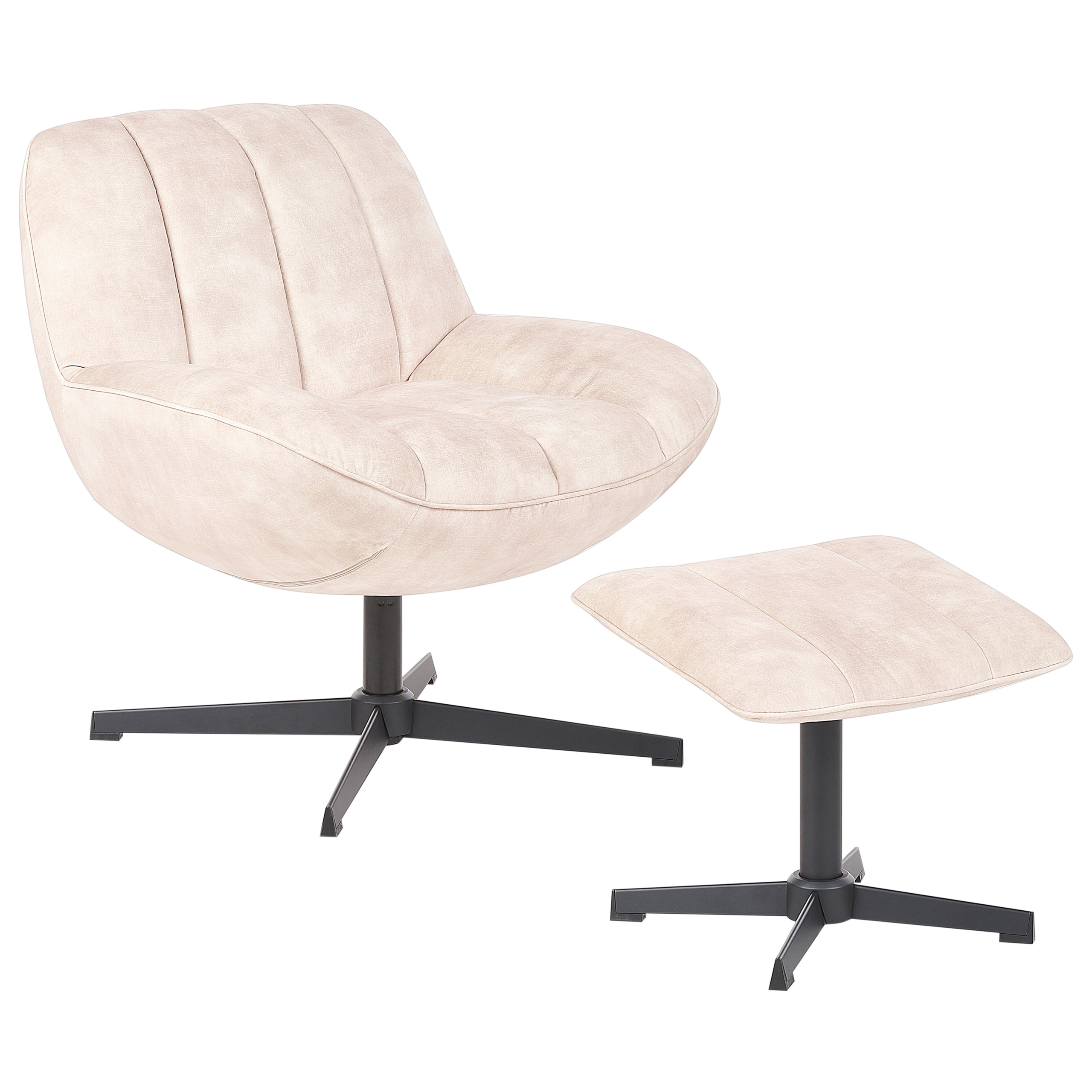 Lænestol med drejefod LIA med fodskammel Velour Beige