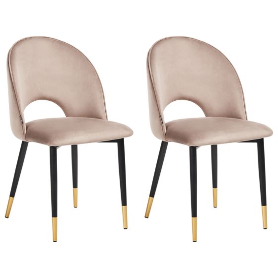 Sæt med 2 spisebordsstole MAGALIA Velour Brungrå