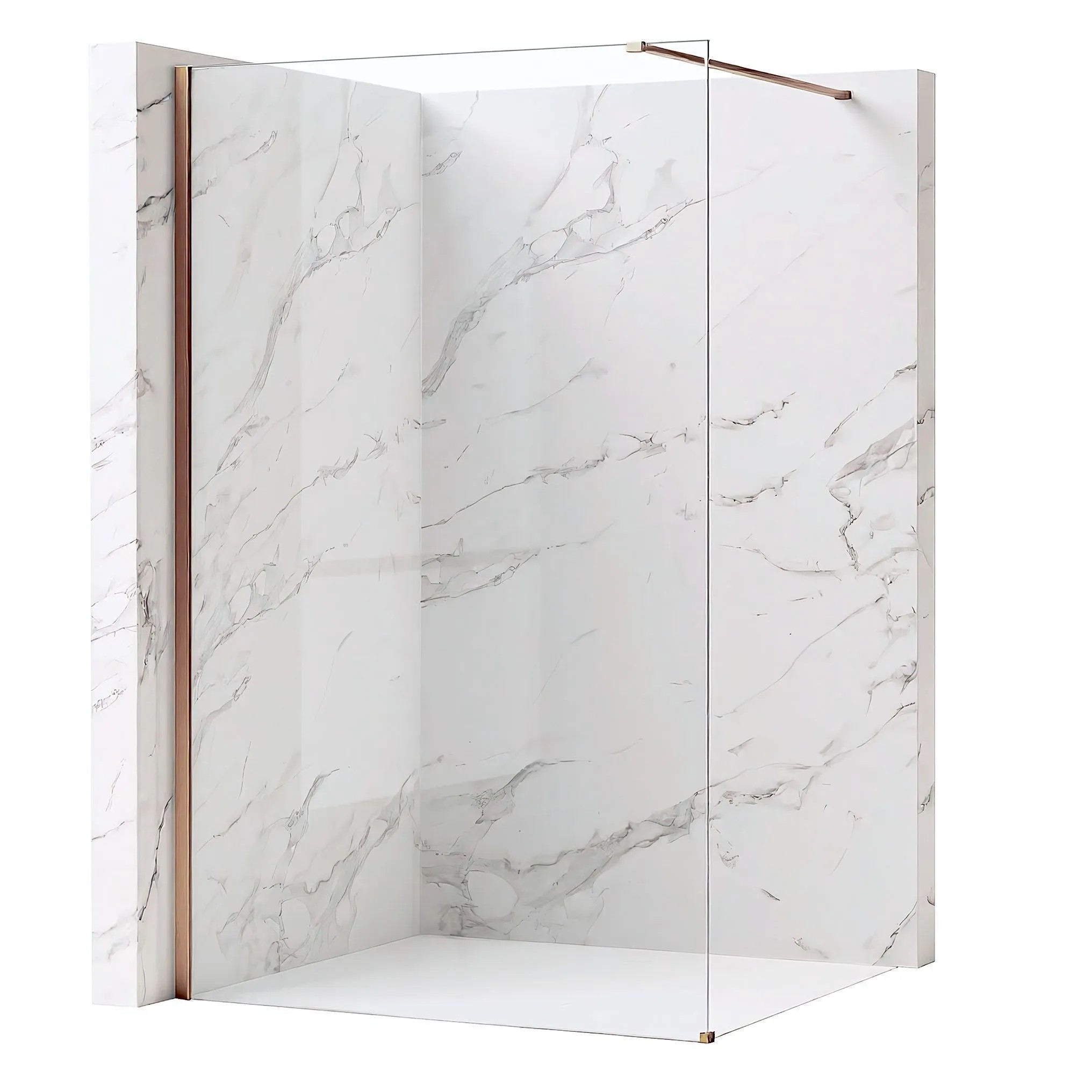 REA brusevæg Flexi Transparent 130 Børstet kobber, 120x130x195cm