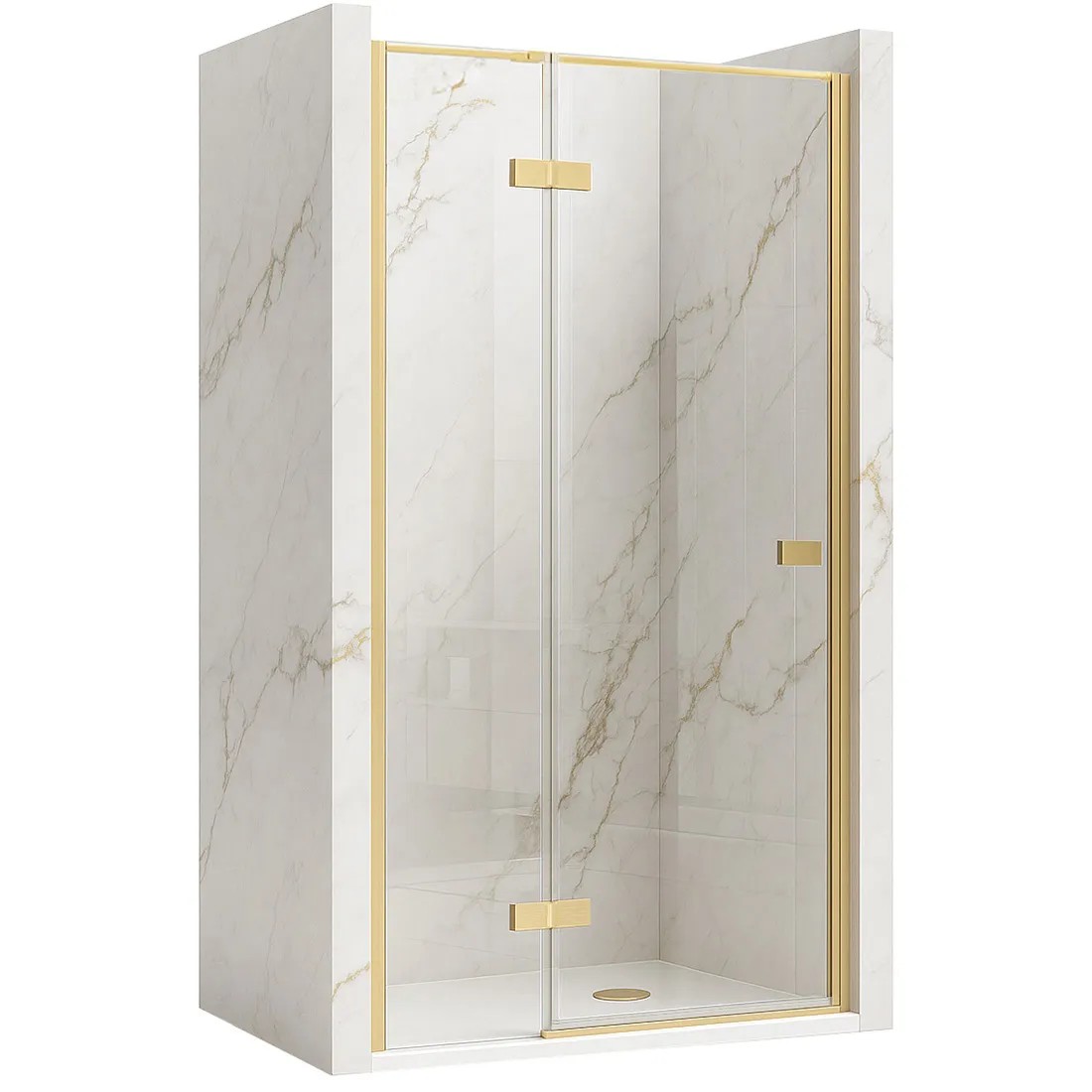 REA brusedør Atlas 120 Højre + magnetliste Børstet guld, 120x0,6x200cm