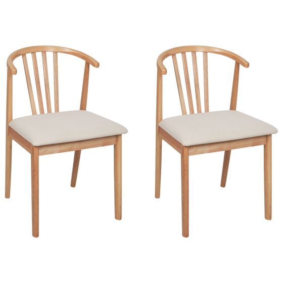 Sæt med 2 spisebordsstole CRAIG Træ Lysebrun/beige