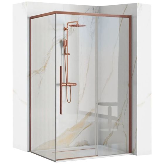 REA brusekabine SOLAR 90X120 Børstet kobber, 118,5x89x195cm