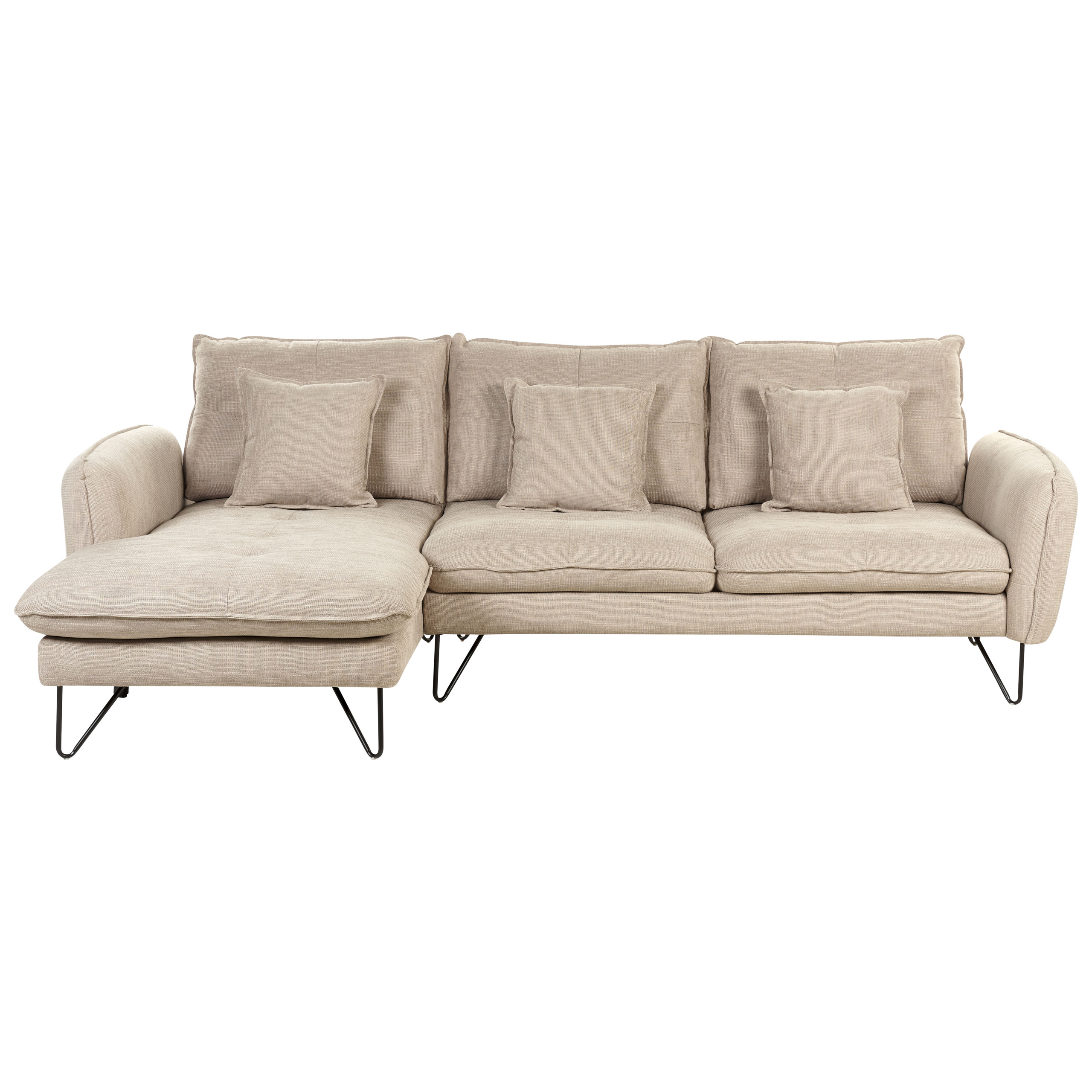 Hjørnesofa 3 personers SERSAN Chenille Beige Højrevendt