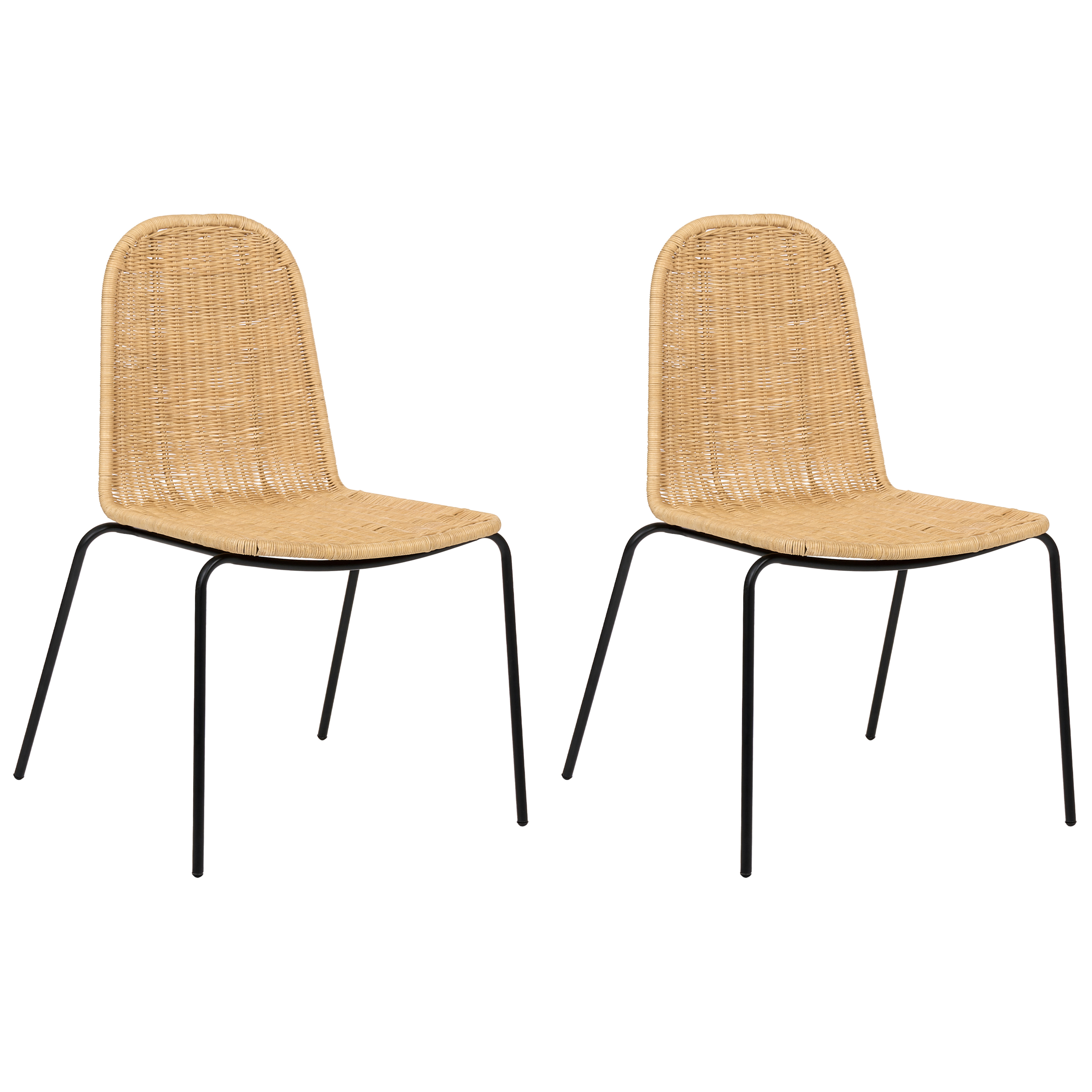 Sæt med 2 spisebordsstole ROXTON Rattan Naturlig
