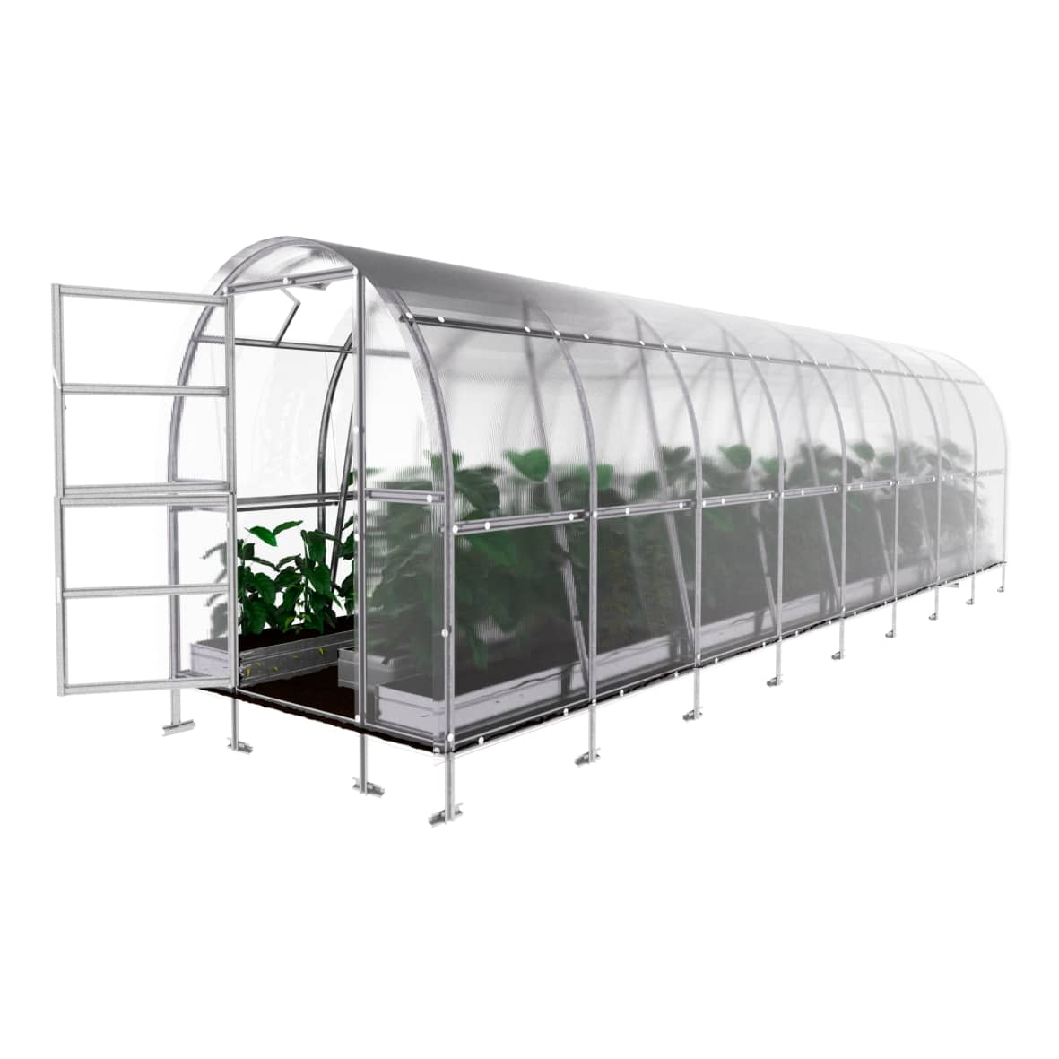 Drivhus KLASIKA SLIM 2 x 8 m (16 m²), 6 mm polycarbonatdæksel