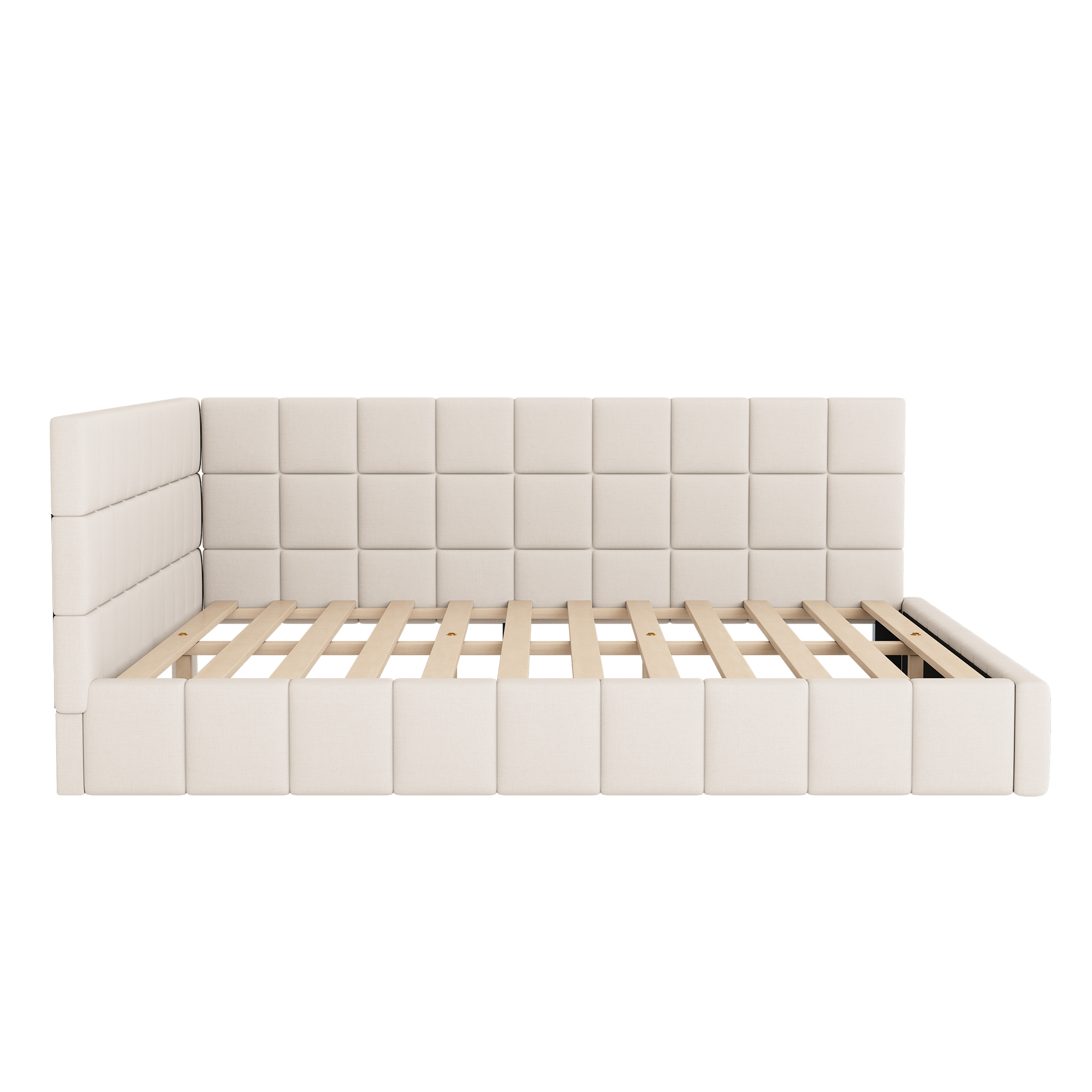 Sovesofa 160 x 200 cm, beige fløjl