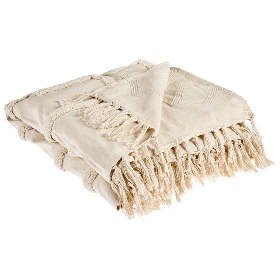 Plaid CHACK Bomuld 190 x 190 cm Beige