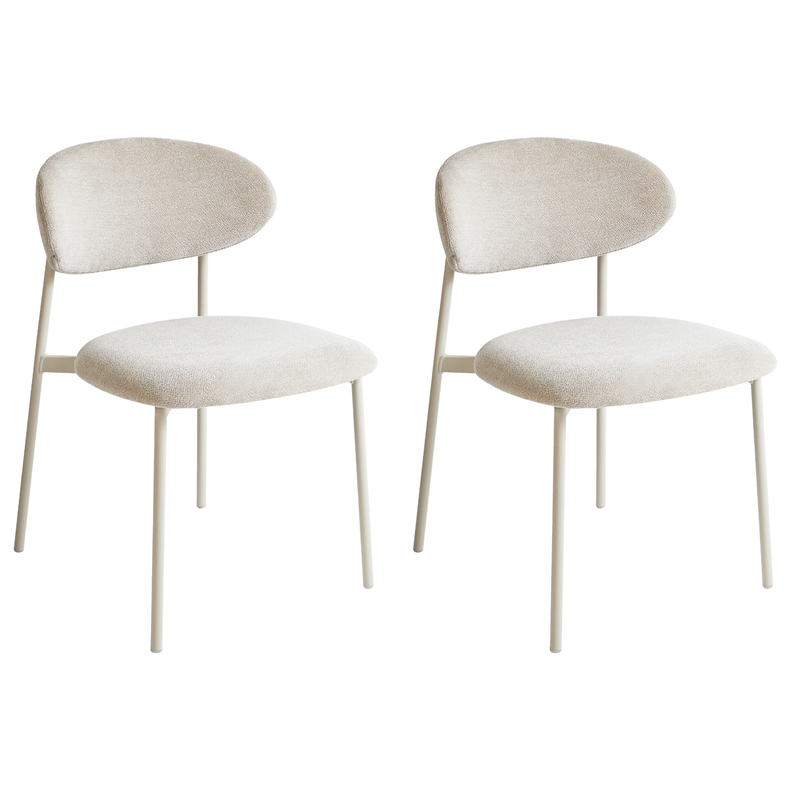 Sæt med 2 spisebordsstole COWLEY Chenille Lys Beige