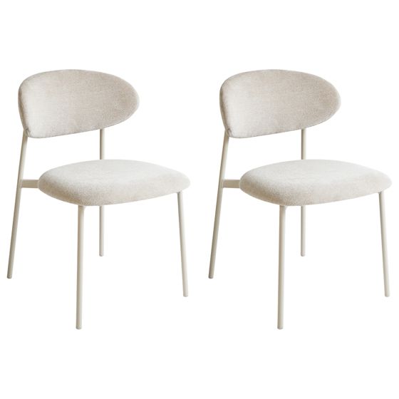 Sæt med 2 spisebordsstole COWLEY Chenille Lys Beige