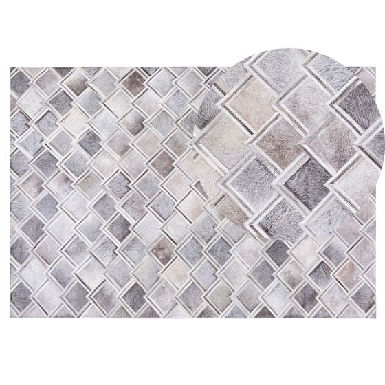 Gulvtæppe AGACLI Grå 140 x 200 cm Ægte læder