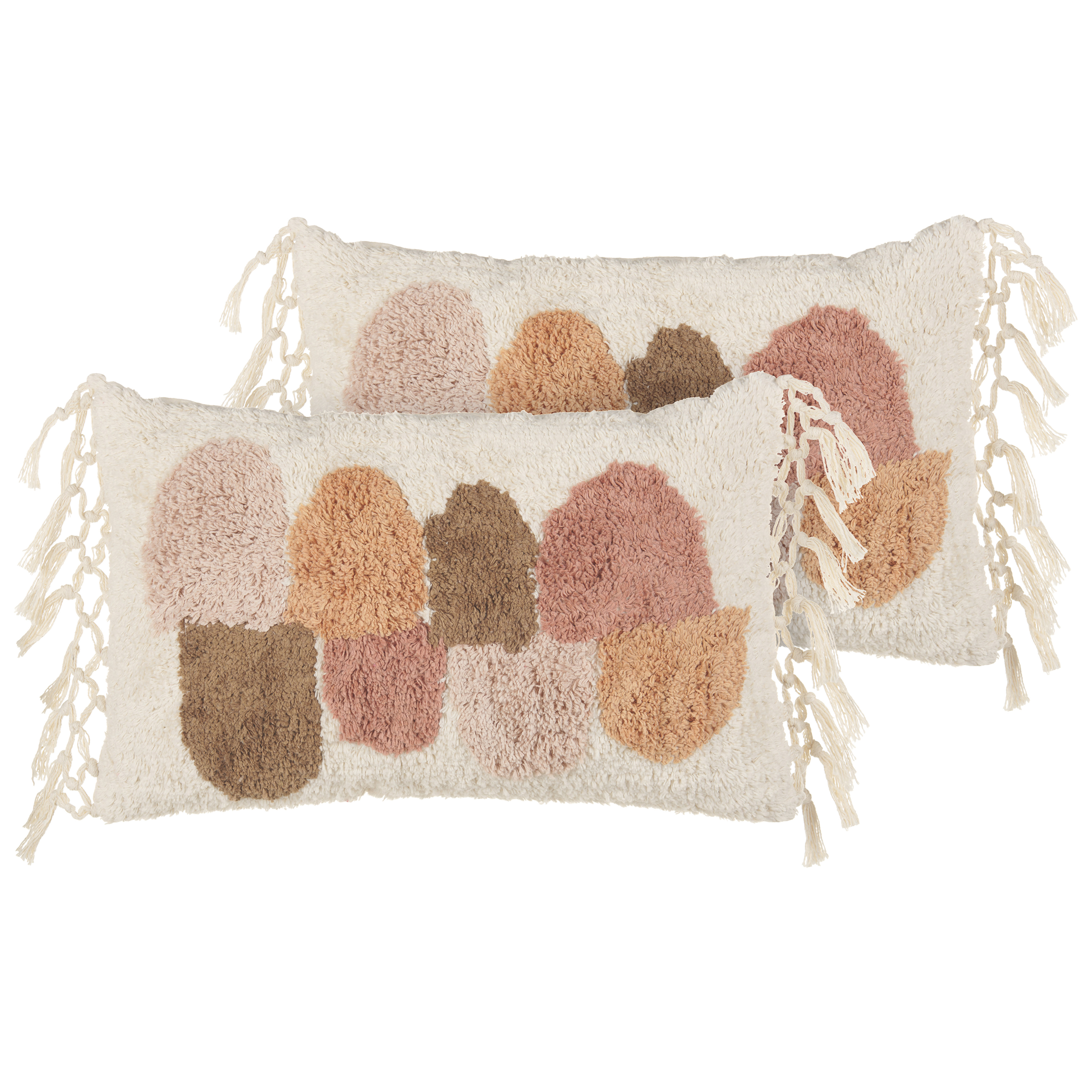 Sæt af 2 pyntepuder CALTHA 30 x 50 cm Bomuld Beige Abstraktmønster