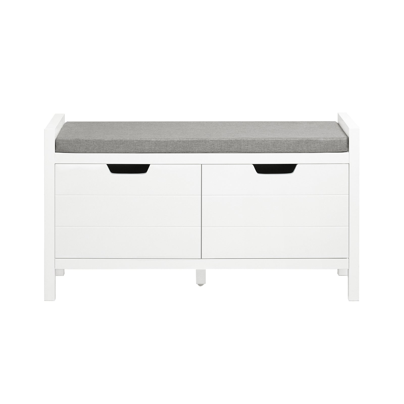 SoBuy Skoskab med 2 døre Indgangsbænk med pude Moderne opbevaringskasse Hvid 91x30x50 cm FSR63-II-W