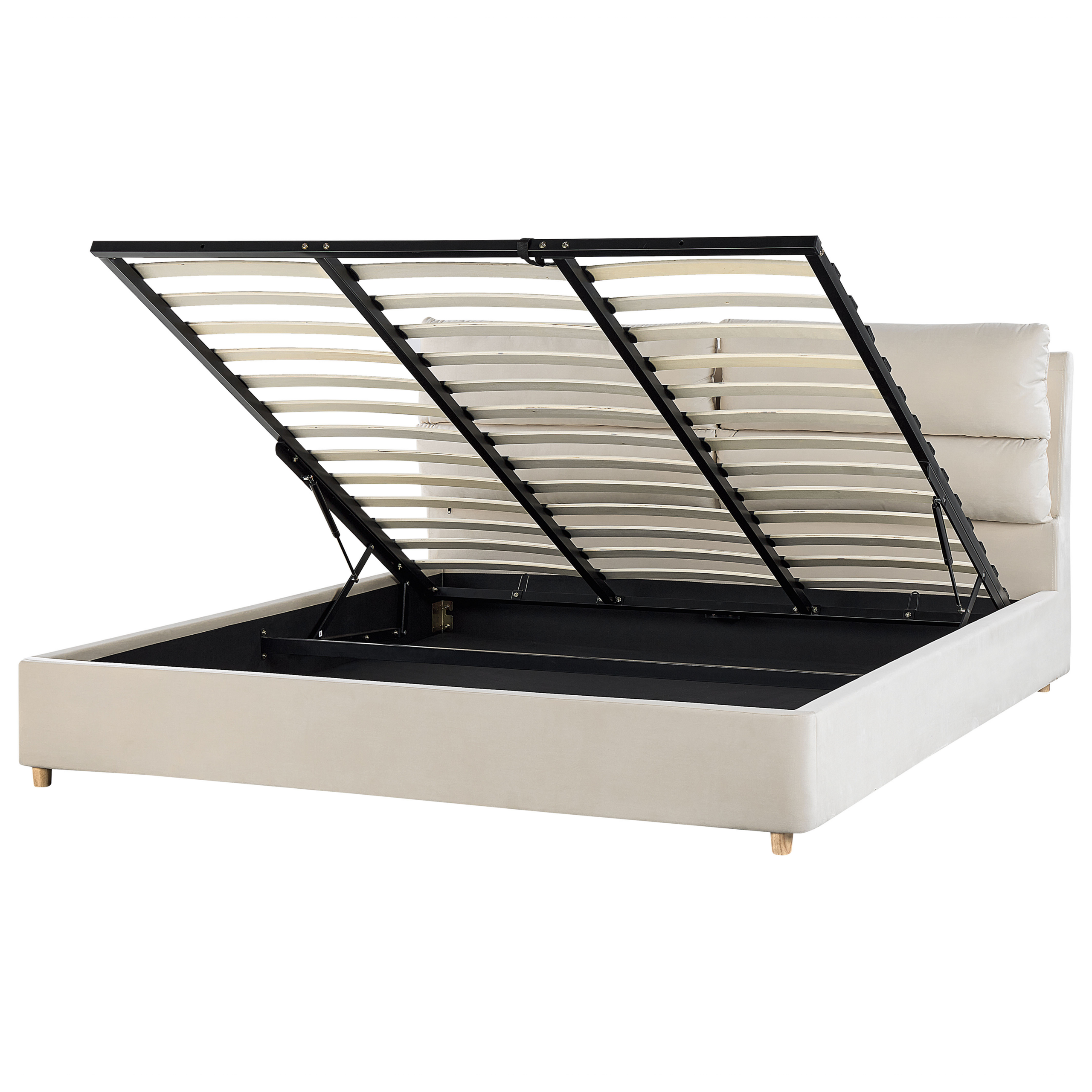 Seng med opbevaring BATILLY Velour Lys Beige 180 x 200 cm