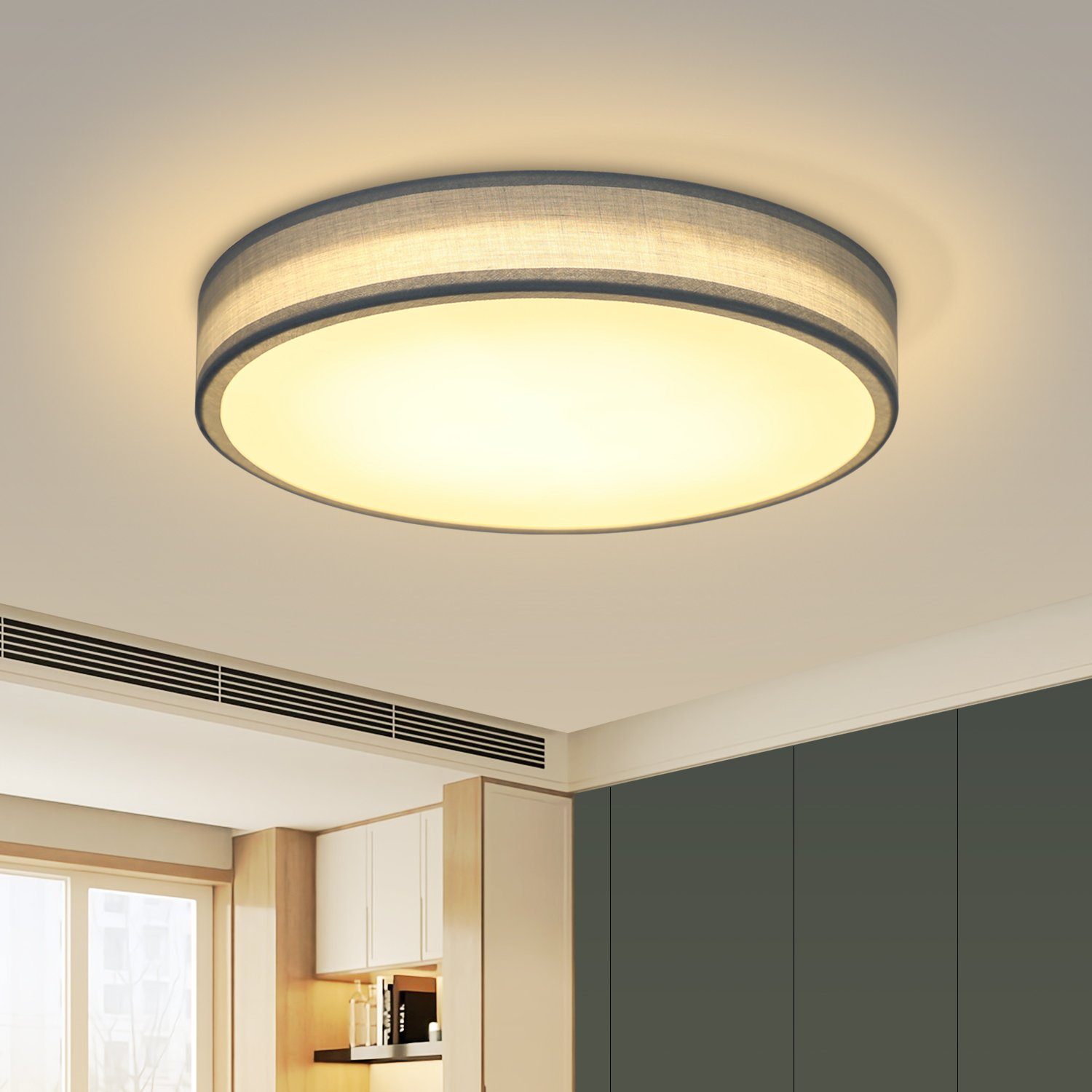 NETTLIFE LED loftlampe, til soveværelse, moderne, stofskærm, rund, 3000 K, 12 W
