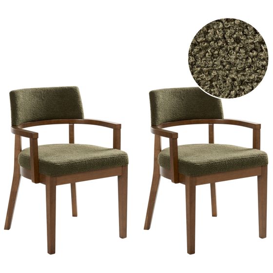 Sæt med 2 spisebordsstole DALBO Boucle Brun / Grøn